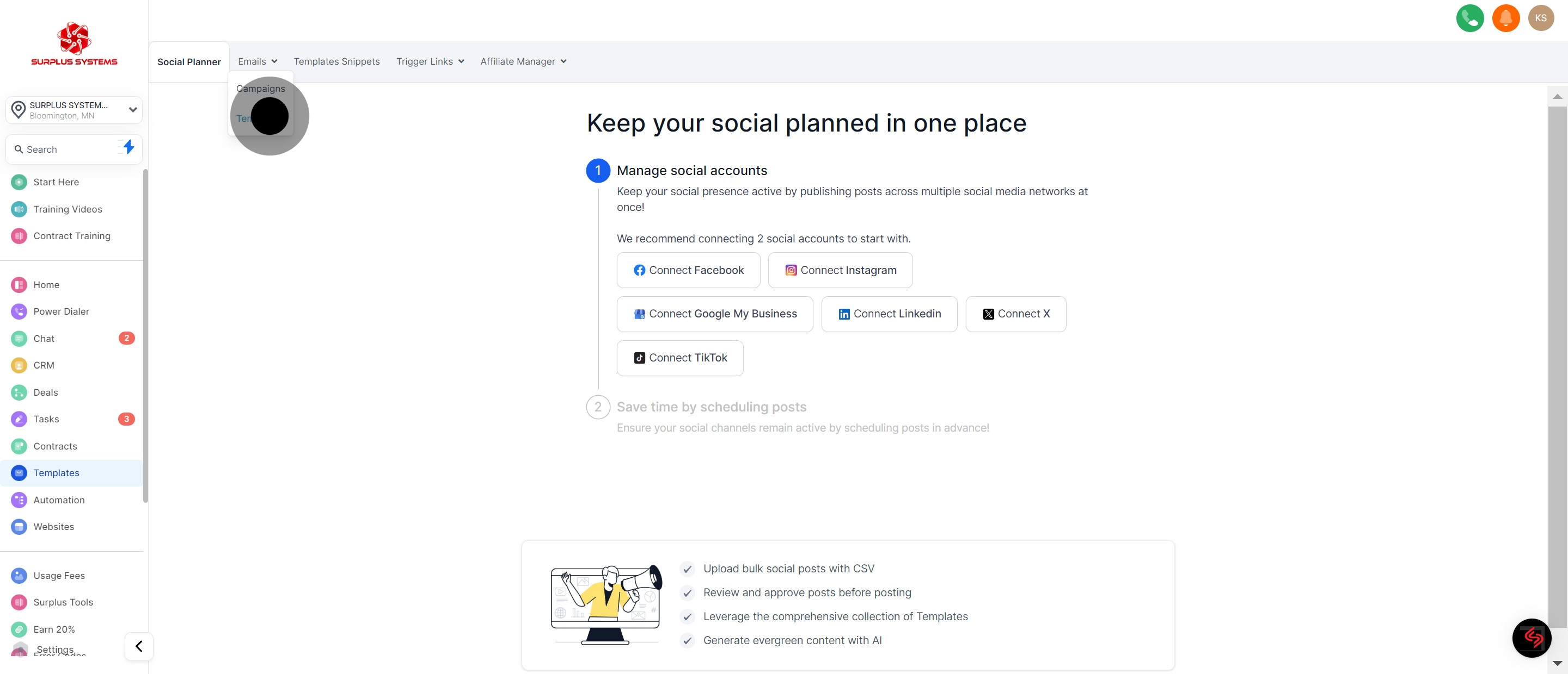 2 Click on "Templates".