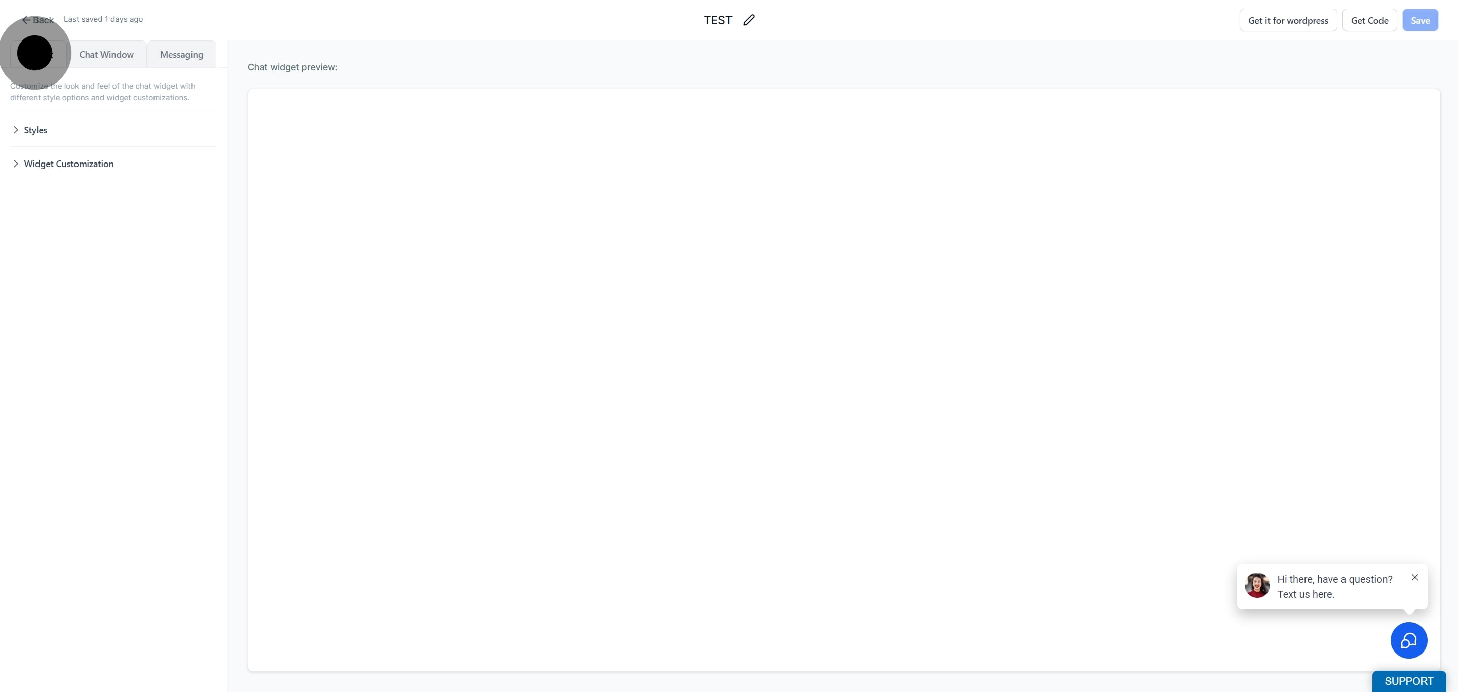 3 Click on "Widget".