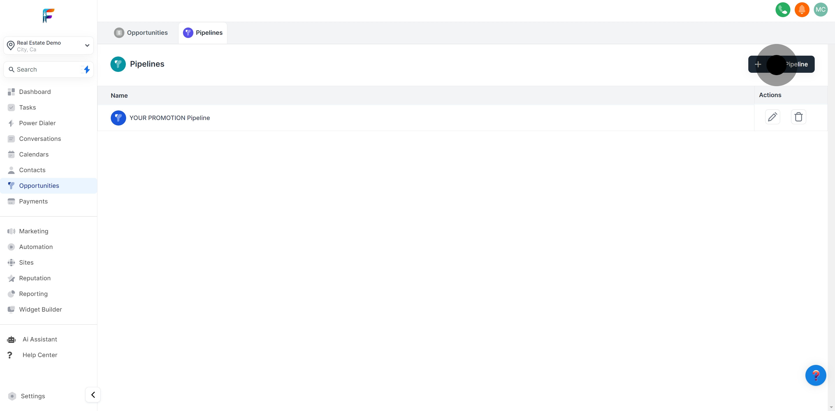 10 Once that's done, click on "Create new pipeline".