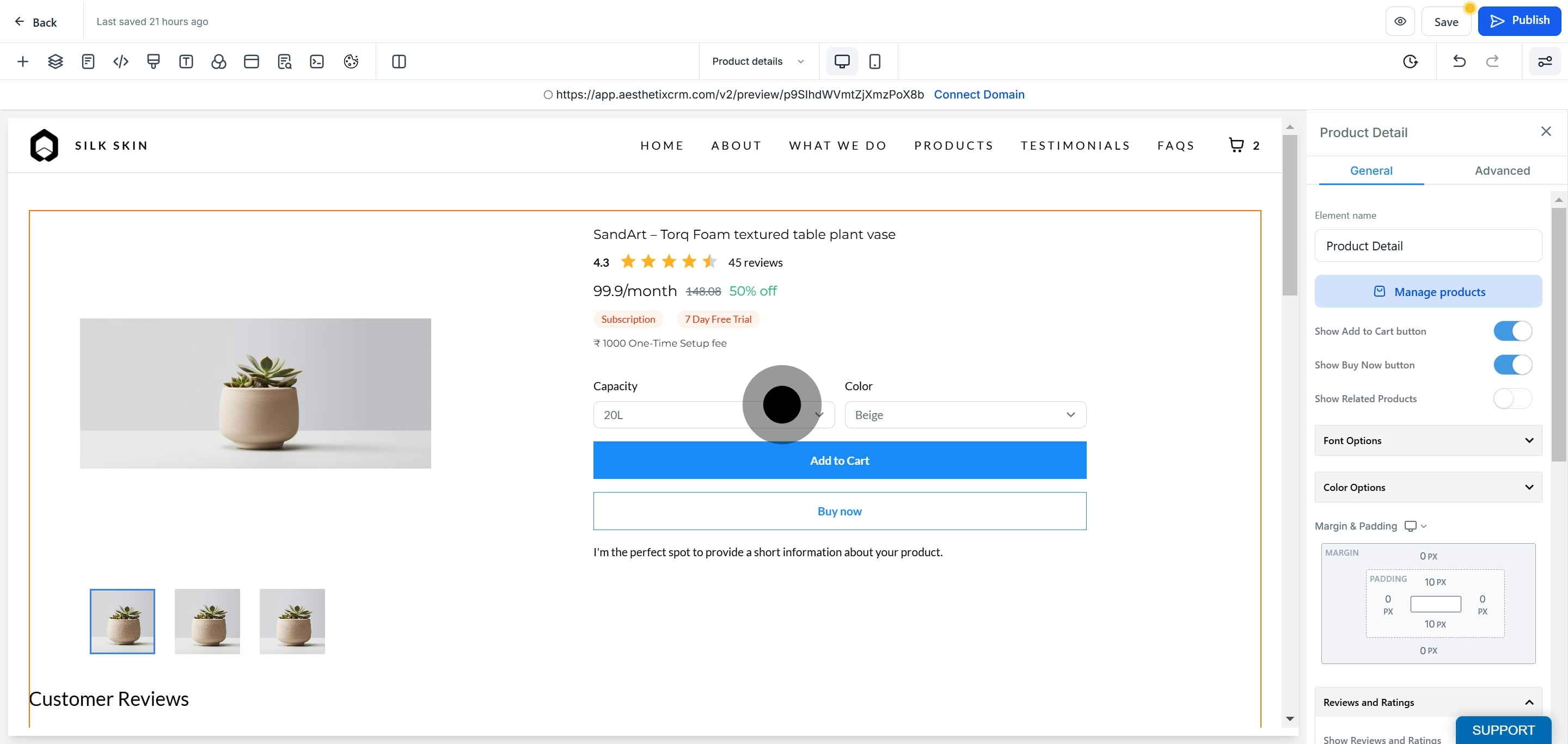 To get started, navigate to the Product Details section in your store's Page Builder.