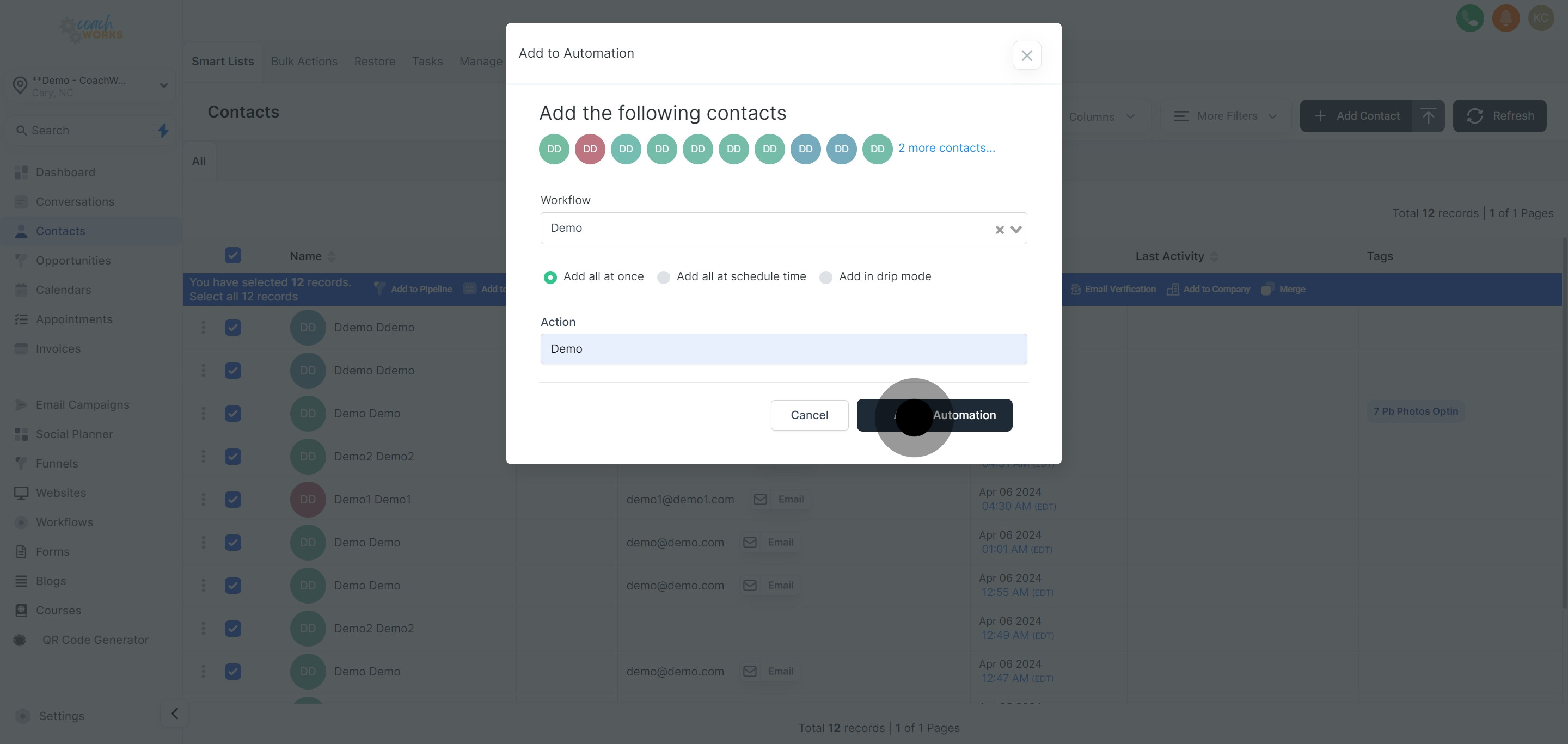 10 Click on "Add to Automation".