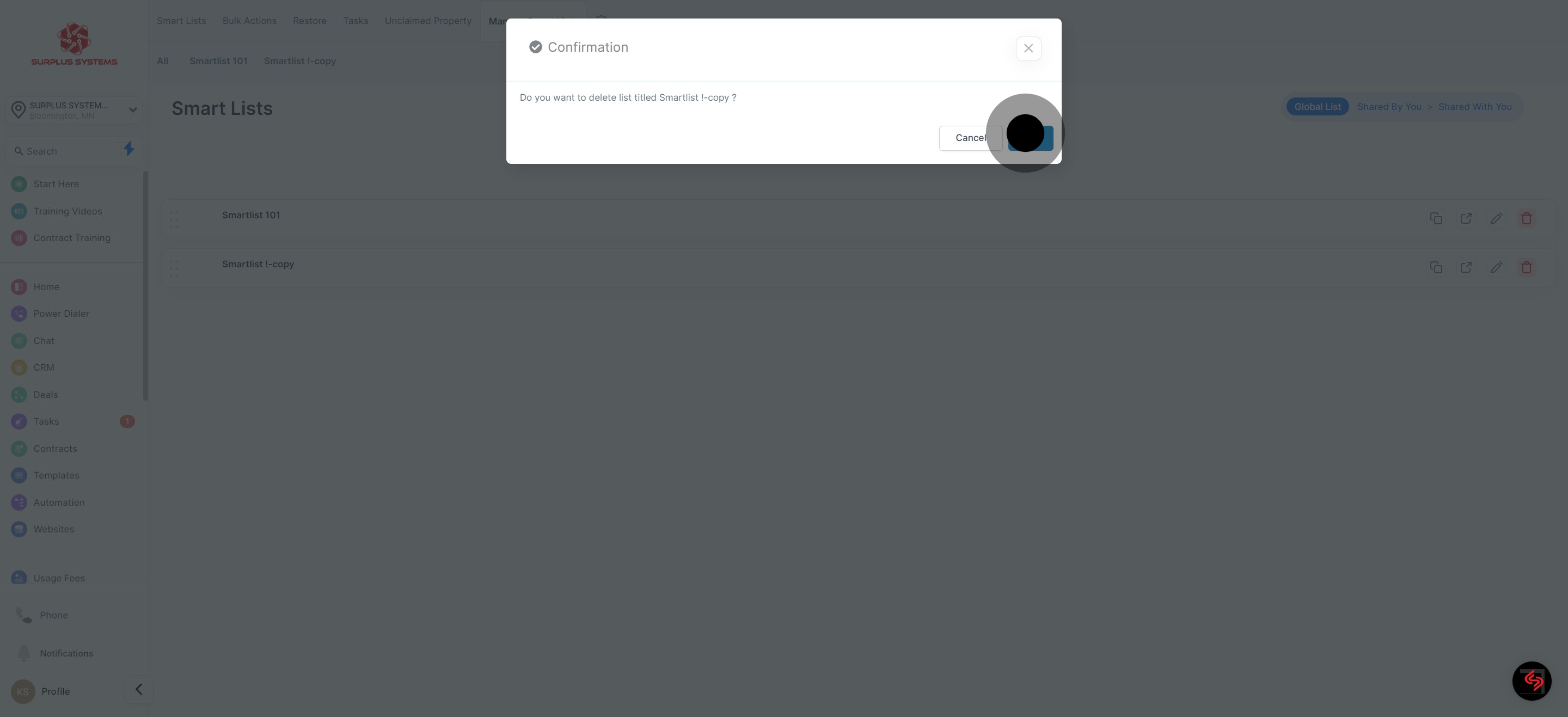 15 Click on "Ok".