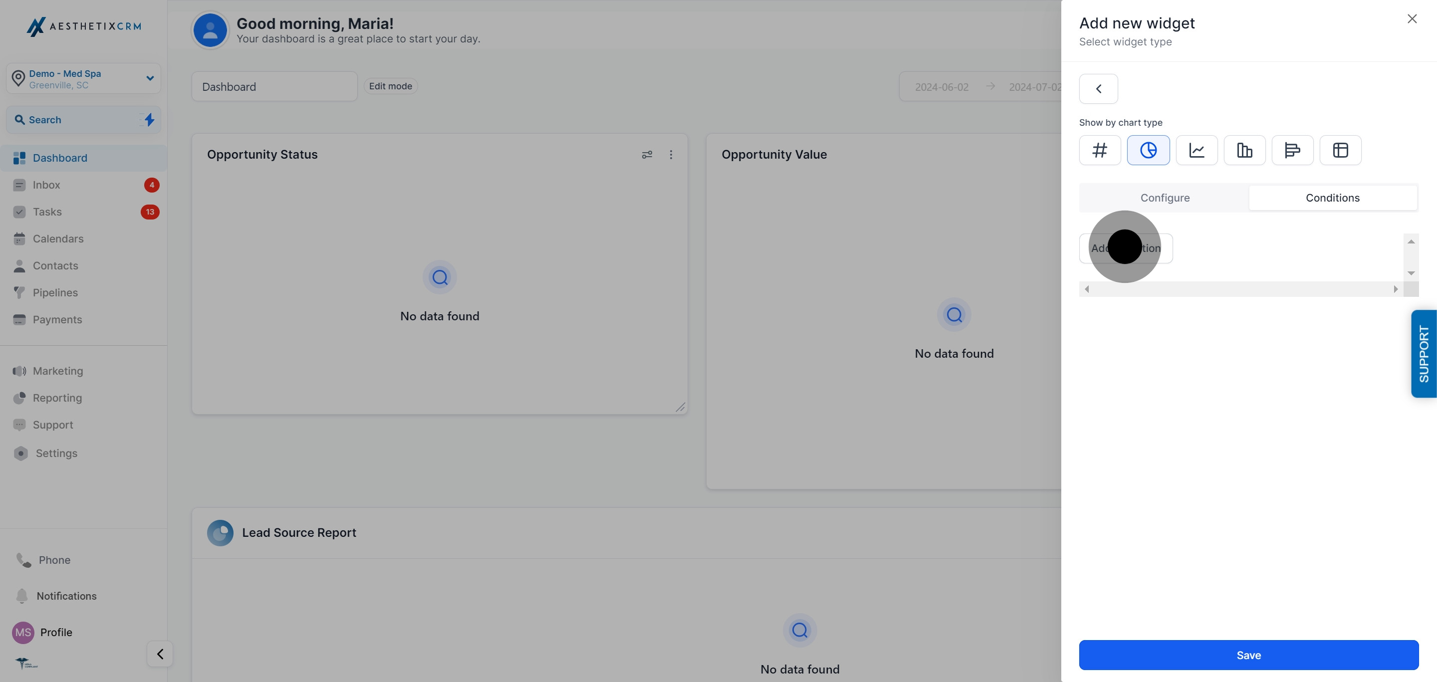 7 Click on "Add condition".