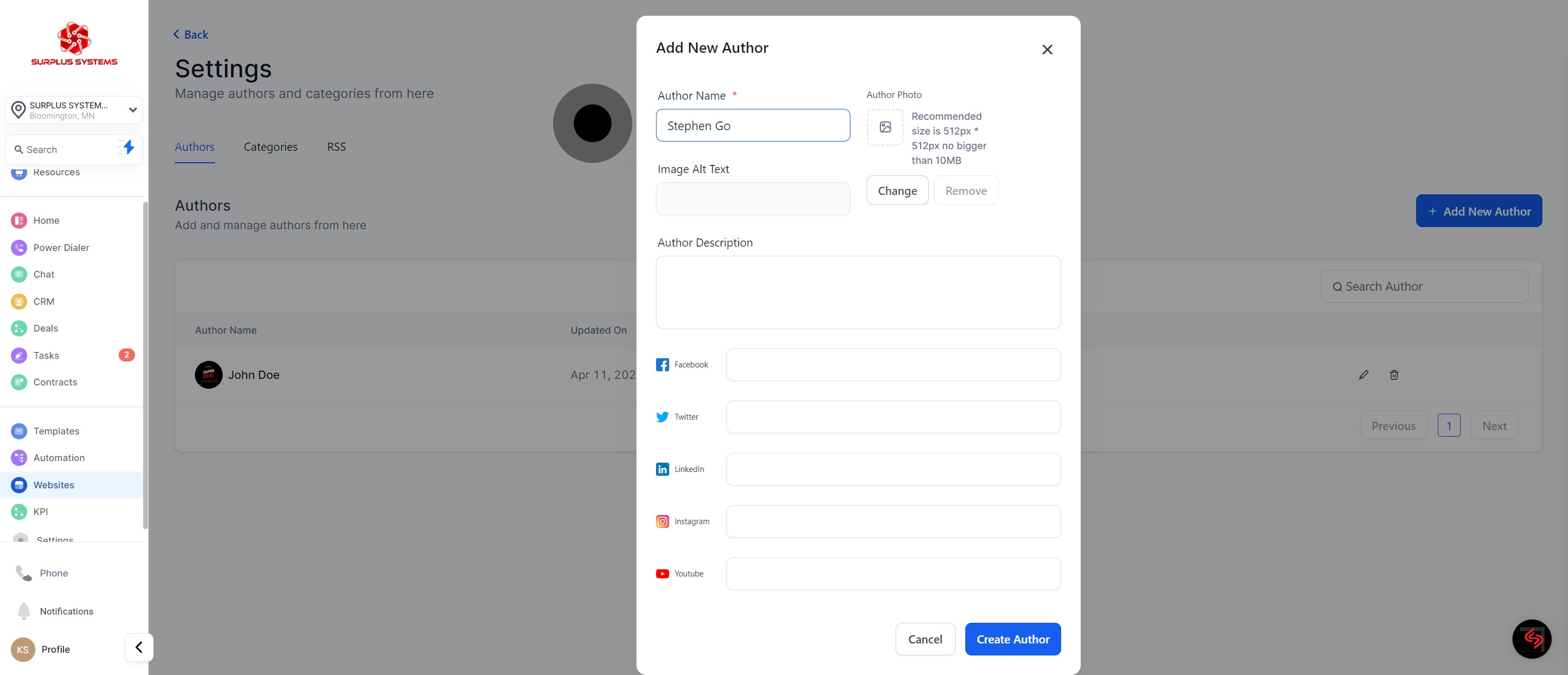 6 Click on "Change".