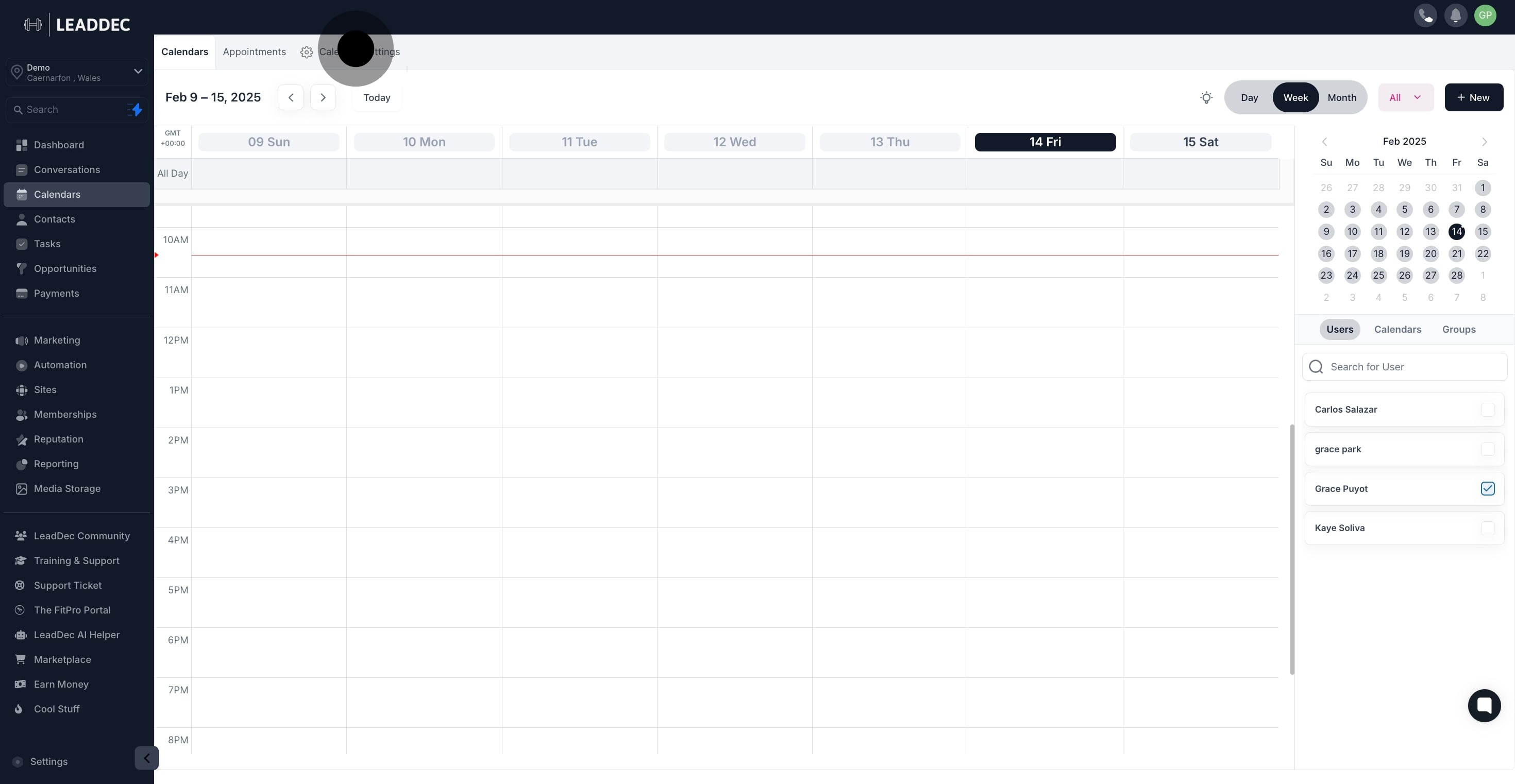 2 Click on "Calendar Settings".
