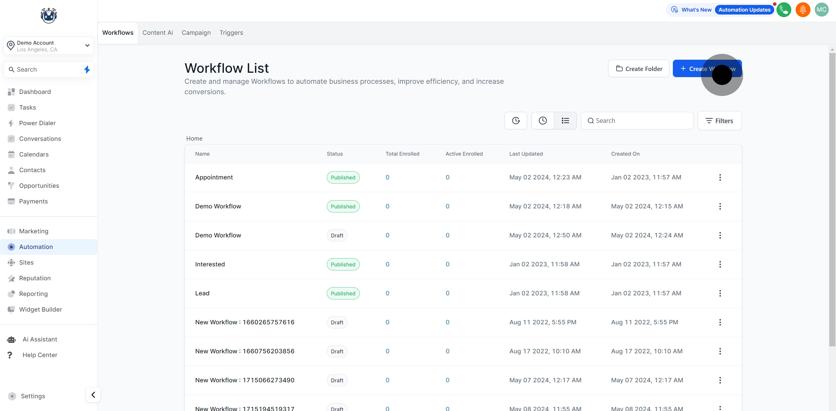 1 Firstly, click on "Create Workflow".