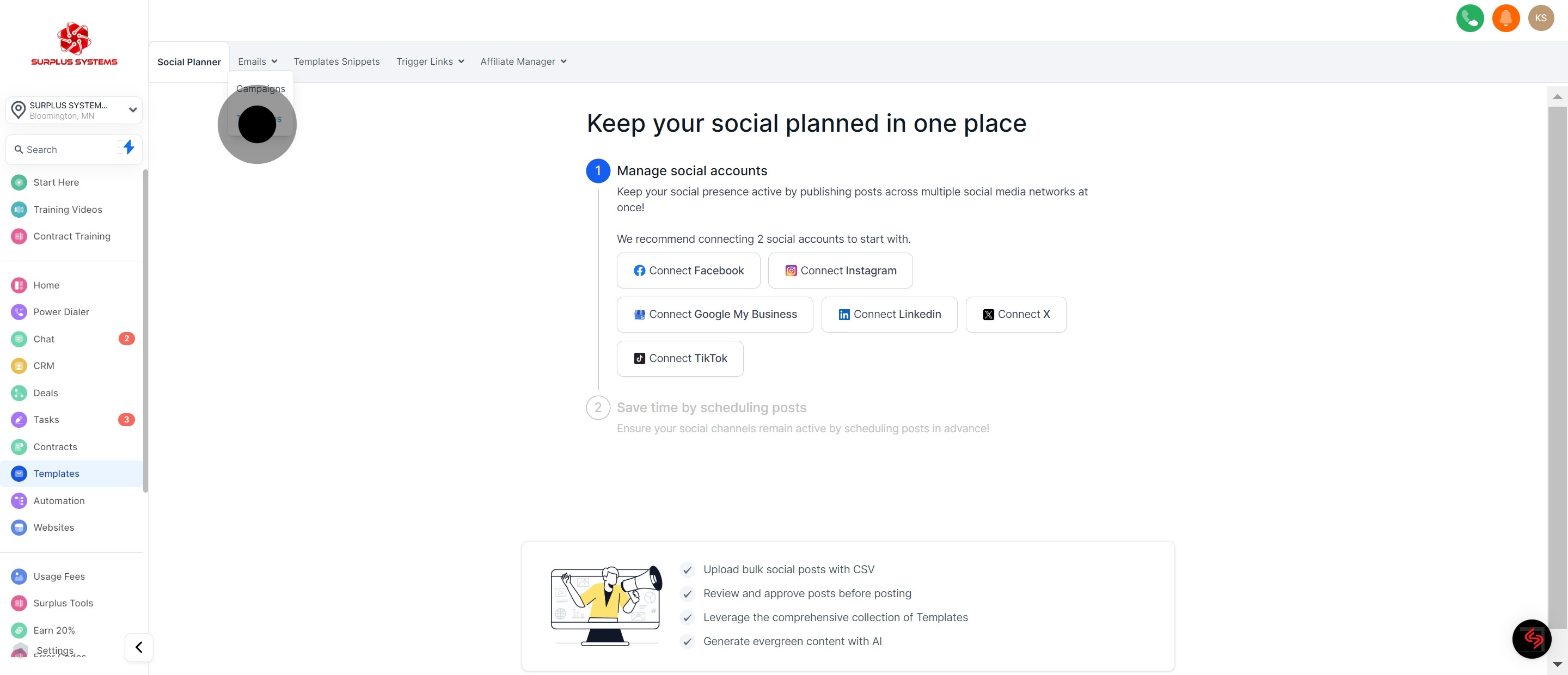 2 Click on "Templates".