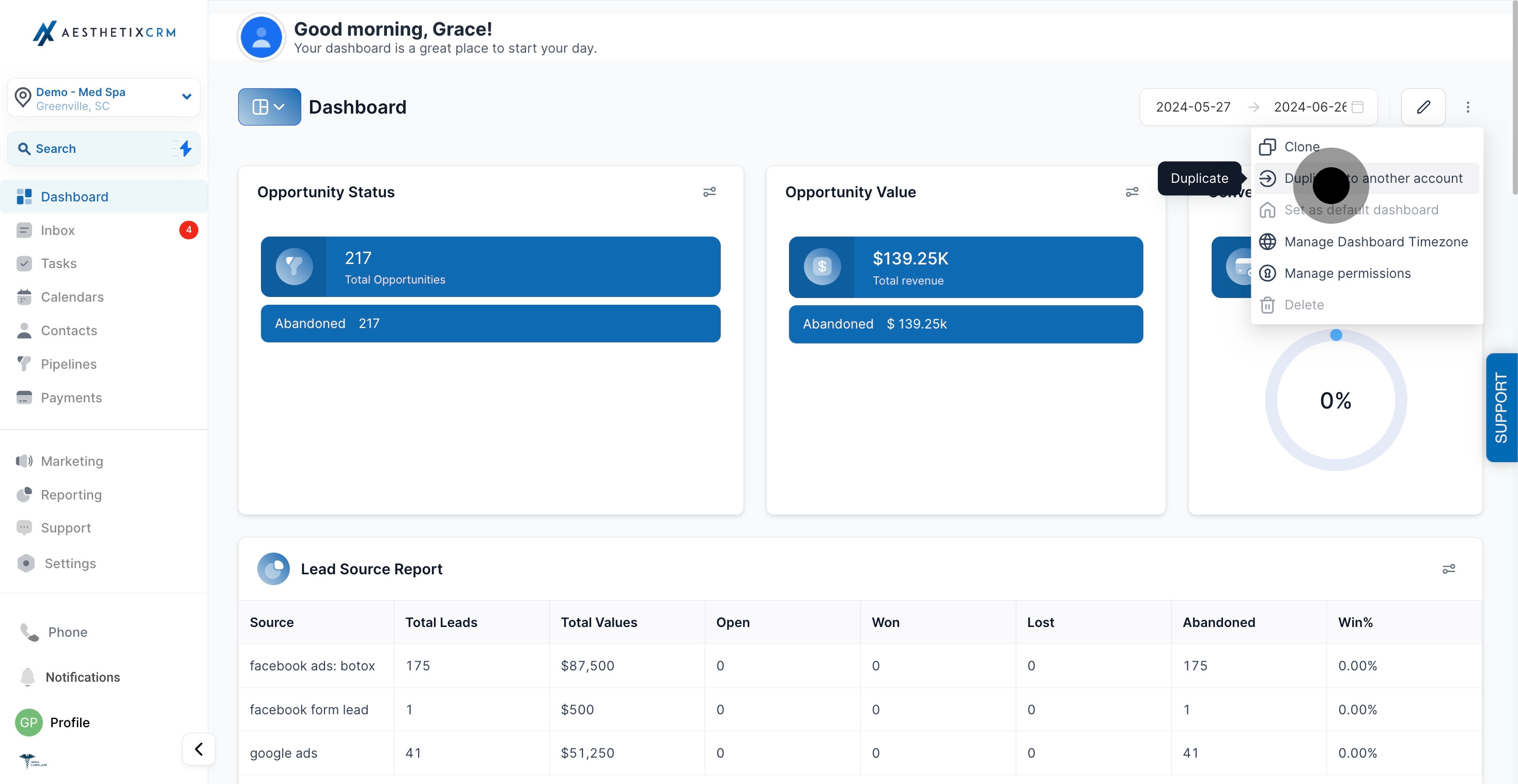 8 Once that's done, click on "Duplicate to another account".
