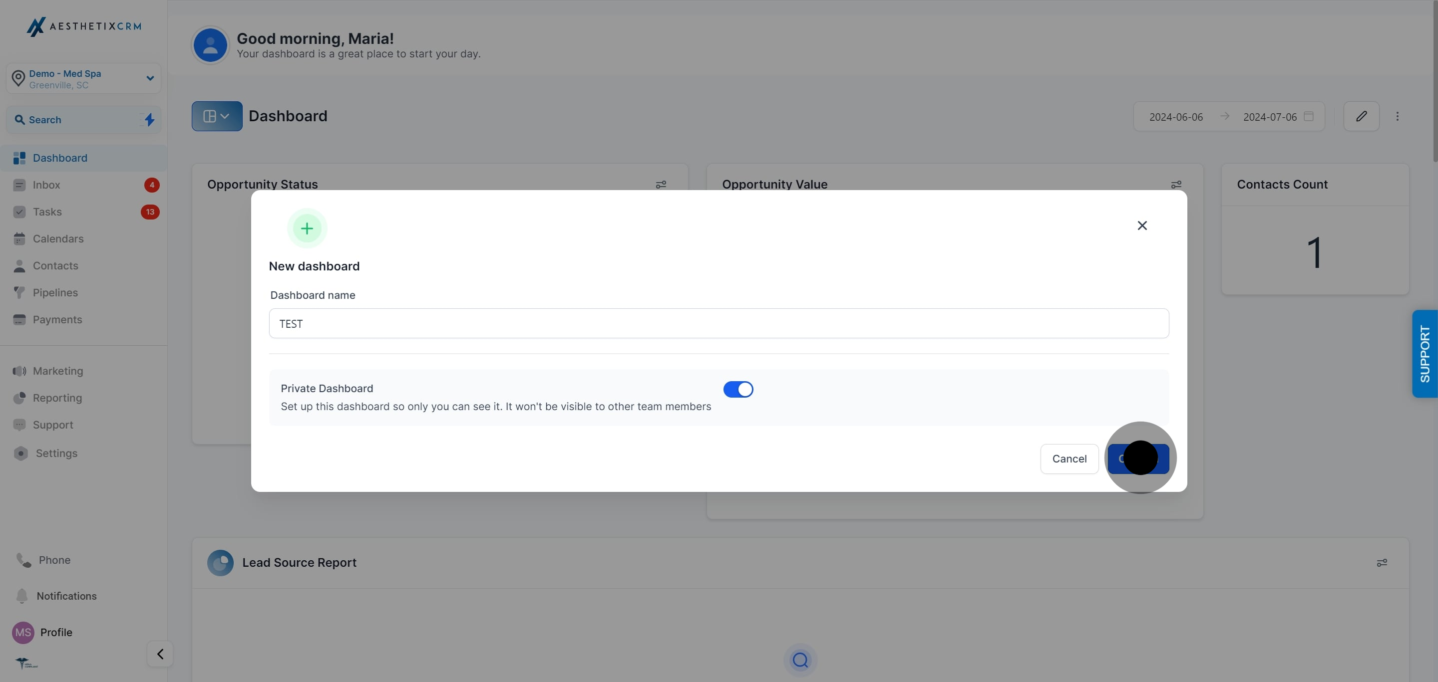 5 Click on "Confirm".