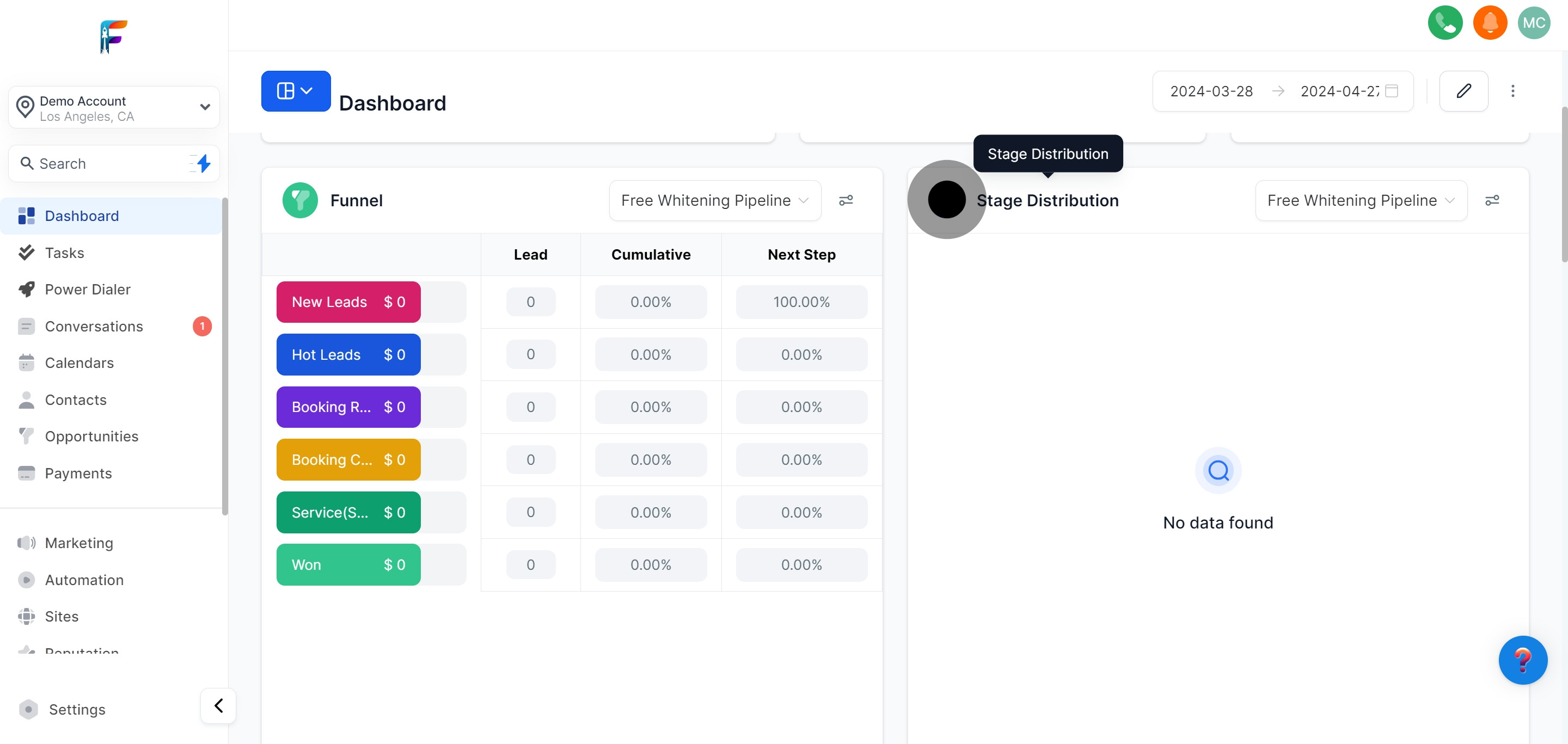 15 Click on "Stage Distribution".