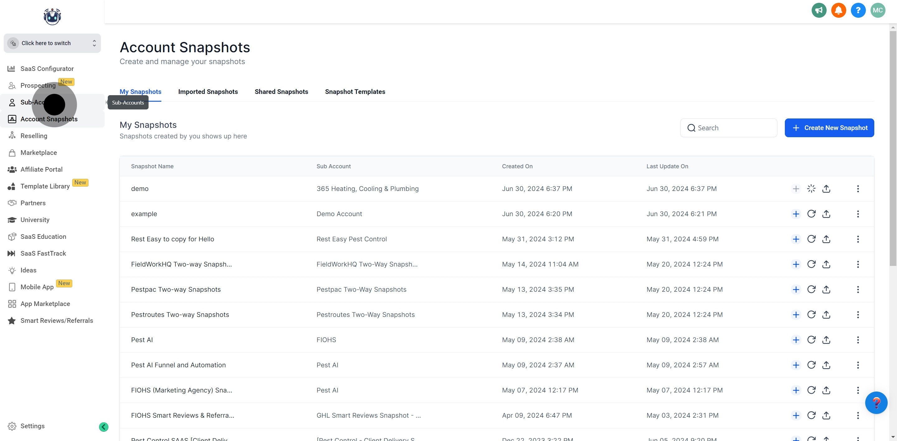 8 Once that's done, click on "Sub-Accounts".