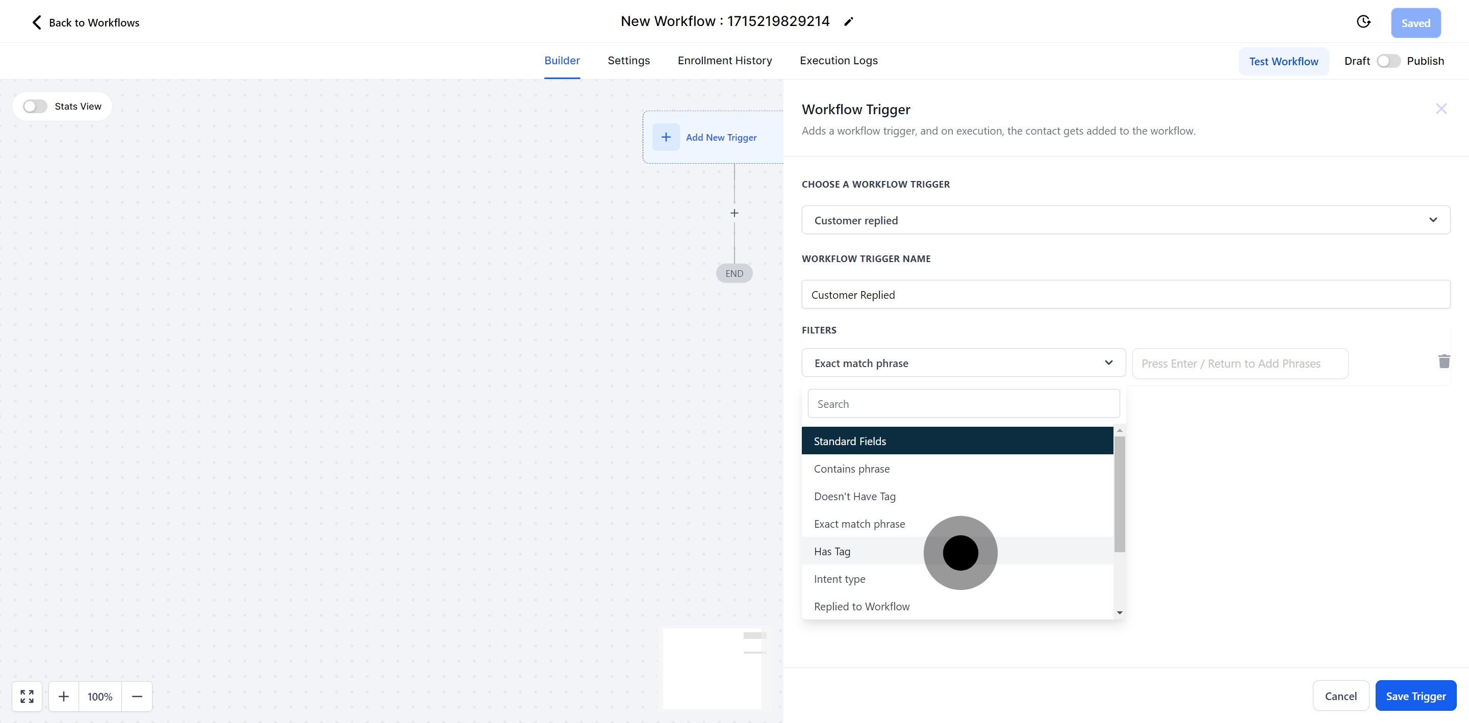 14 Click on "Has Tag".