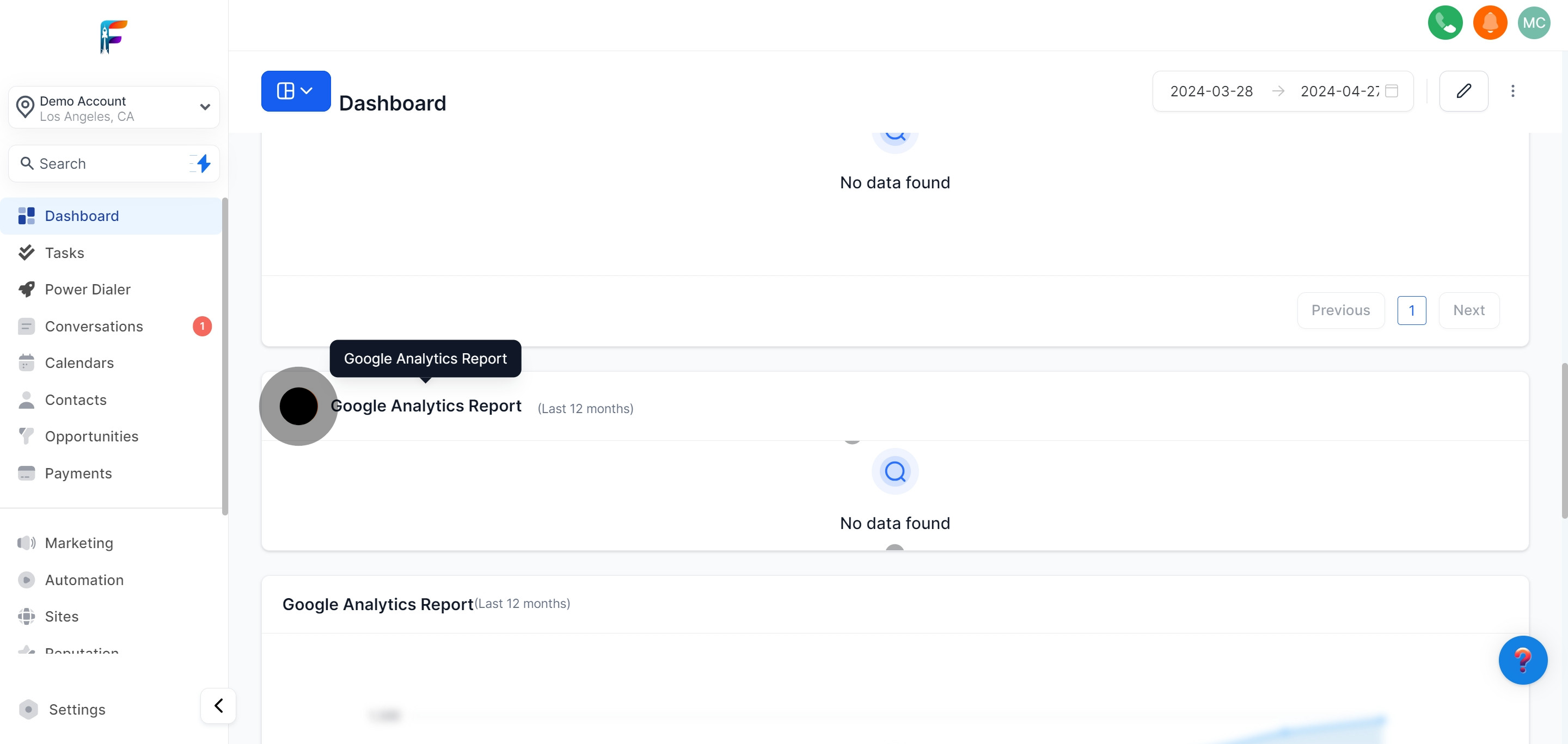 19 Click on "Google Analytics Report".
