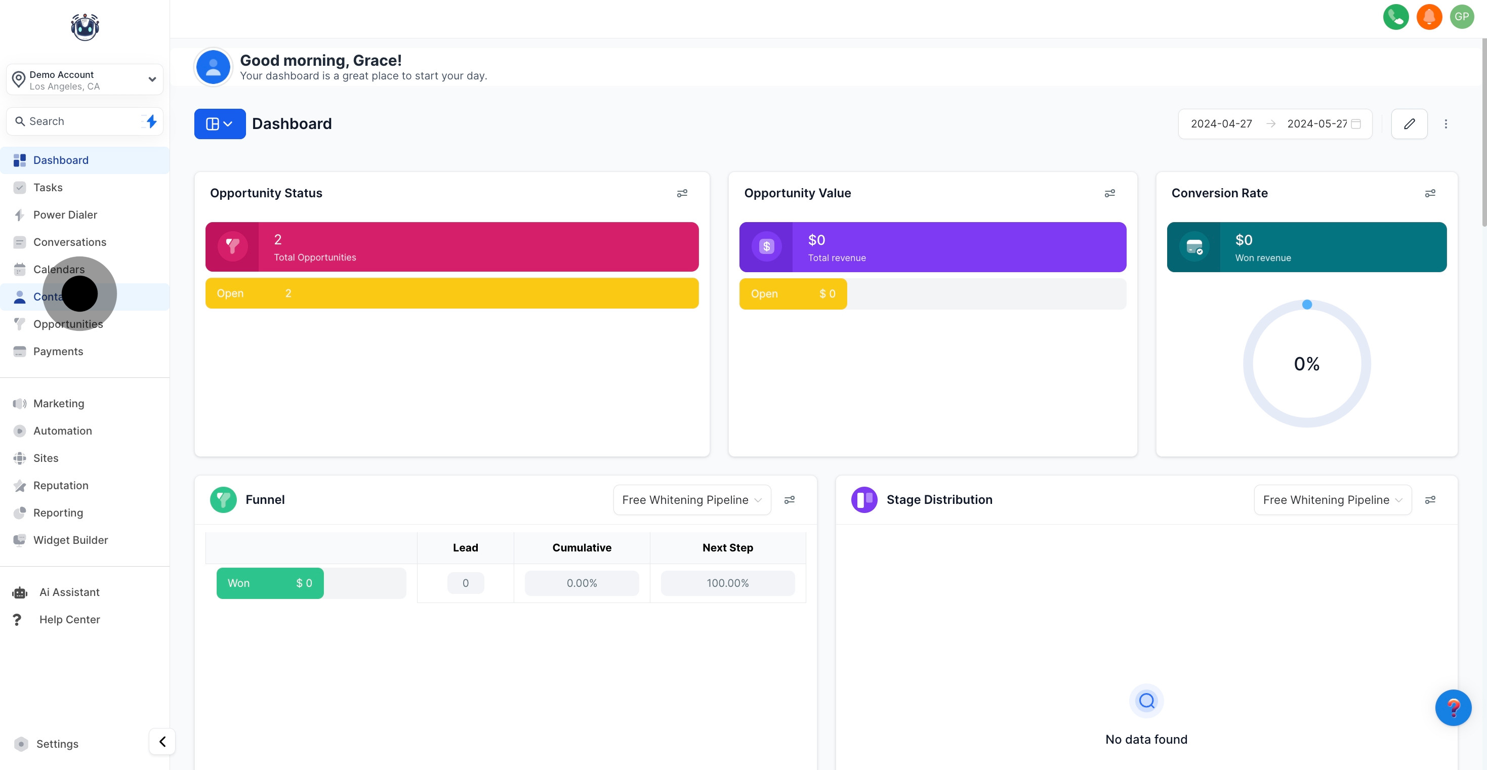 1 Click on "Contacts".