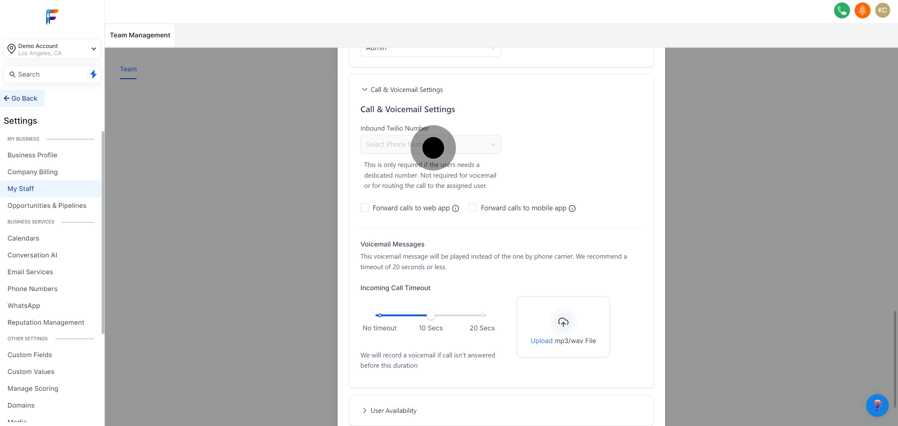 13 Once that's done, click on "Call & Voicemail Settings".