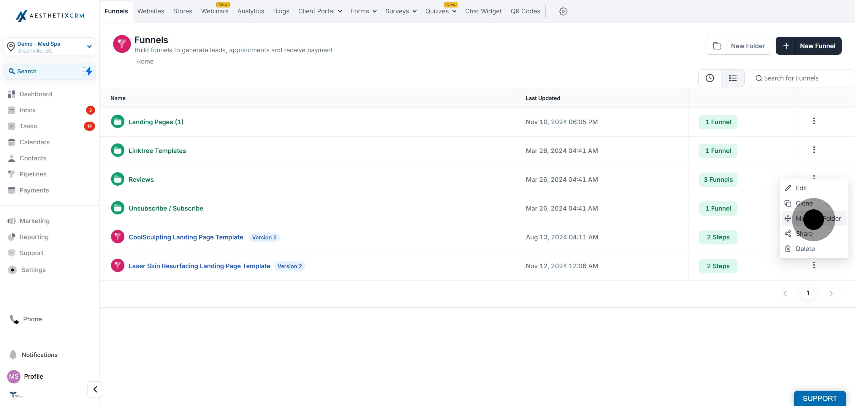4 Afterwards, click on "Move To Folder".