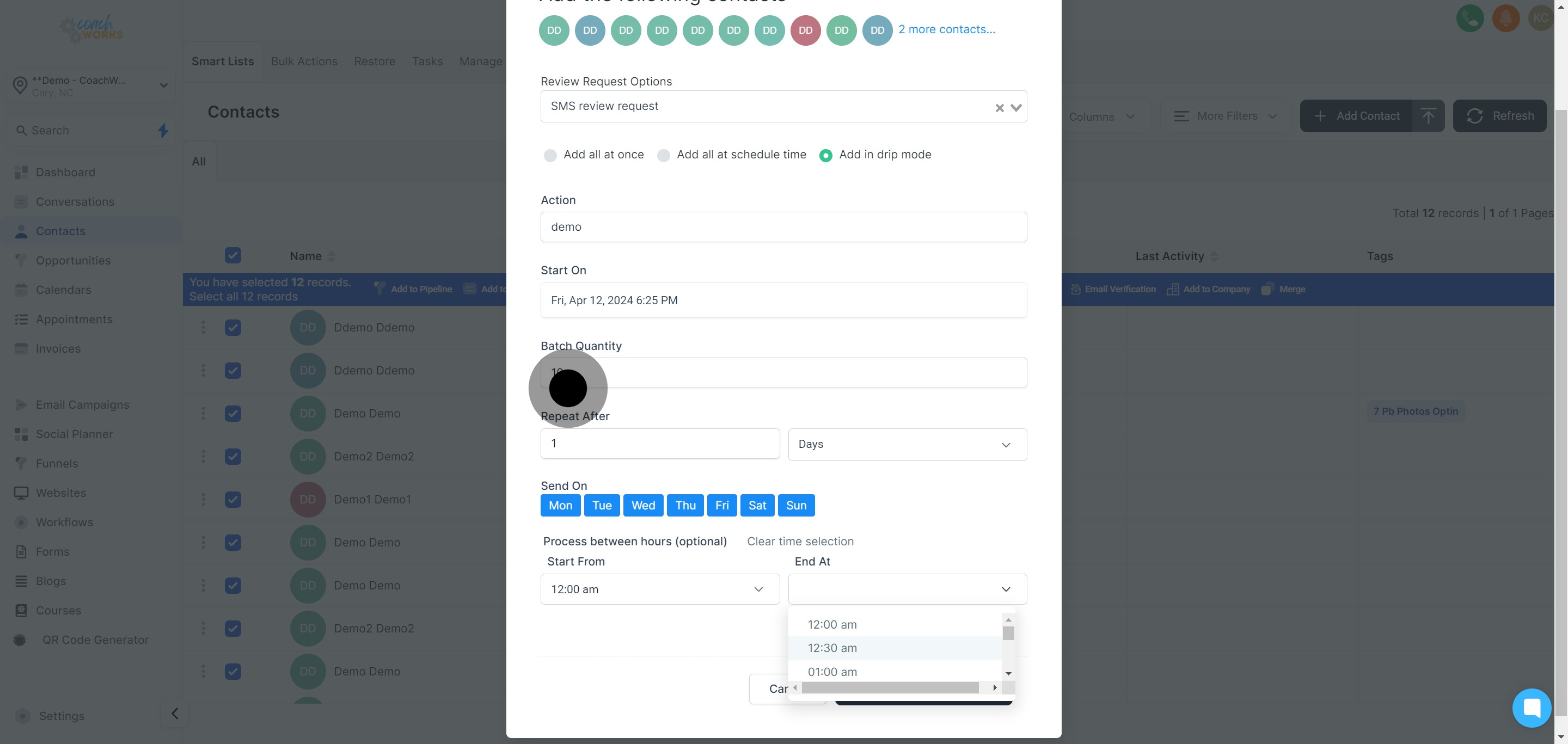 18 Next, click on "12:30 am".