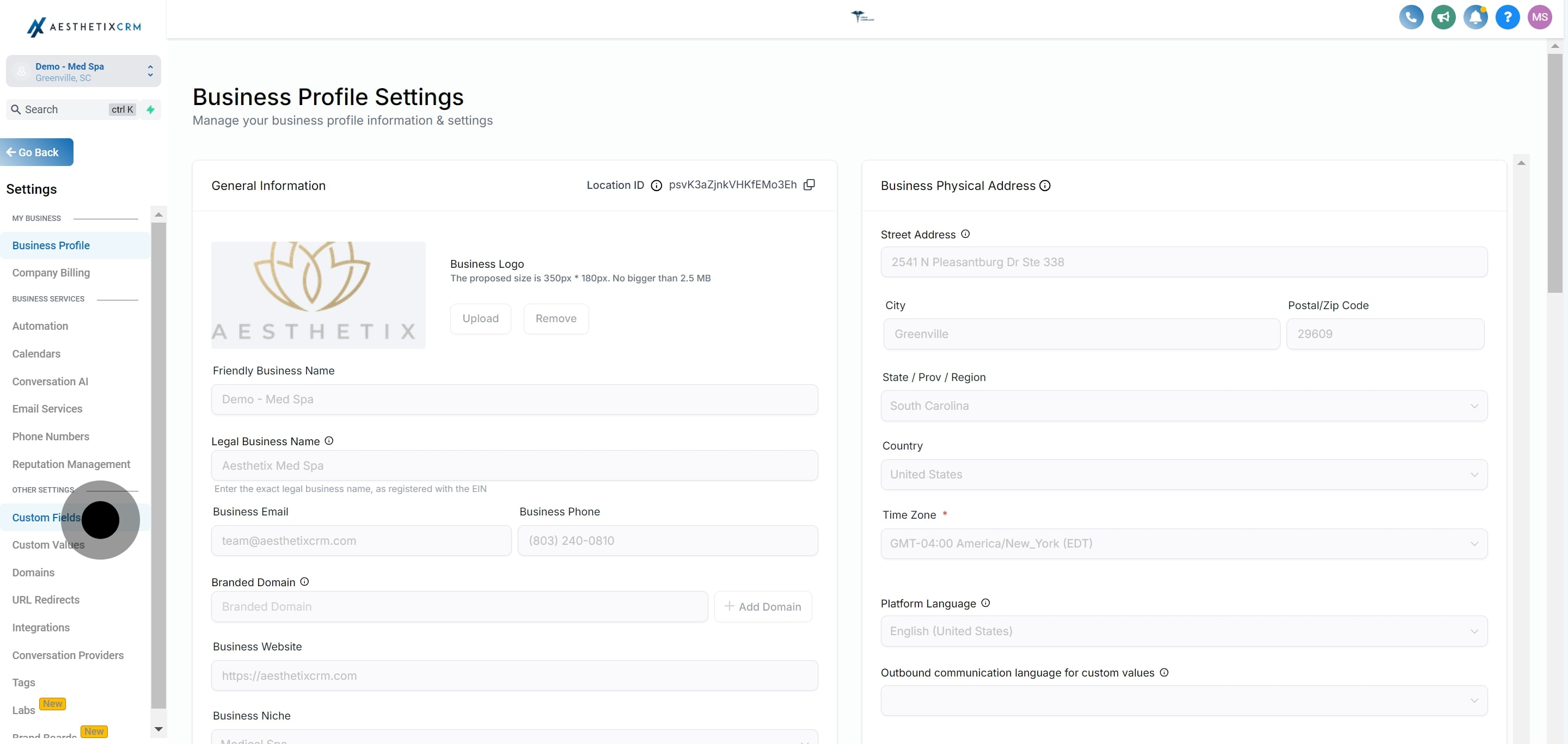 2 After, click on "Custom Fields".