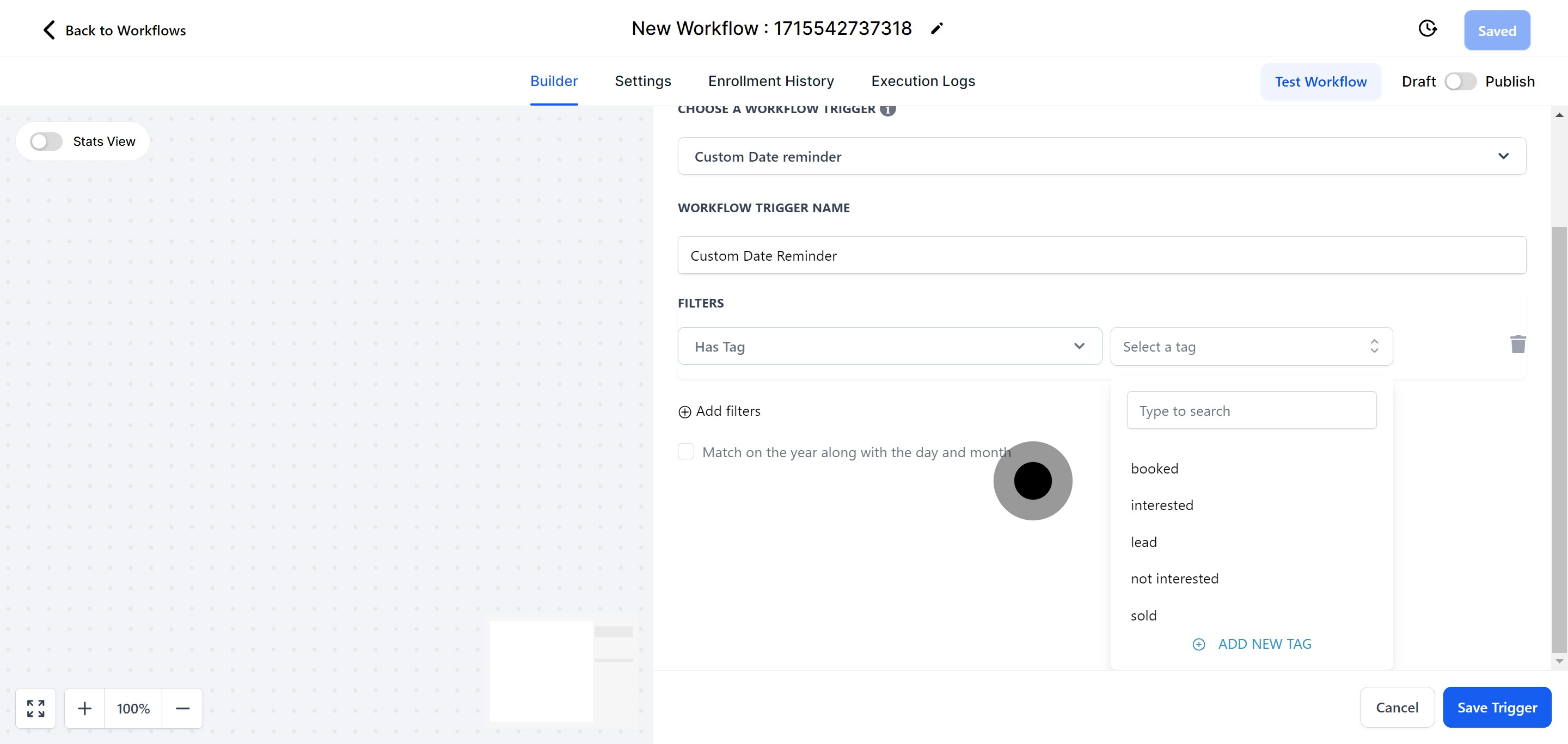 10 Click on "Has Tag".