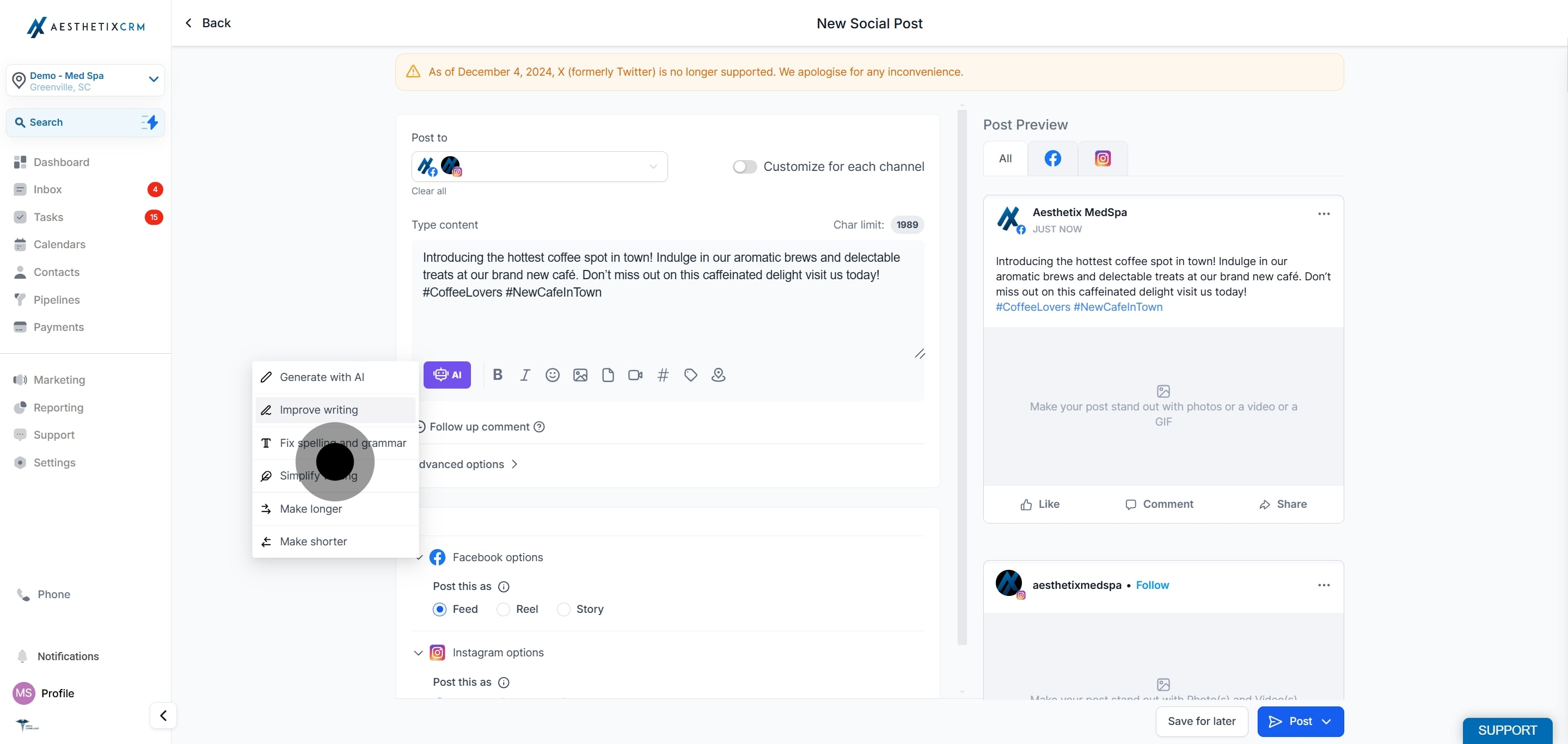 8 After, click on "Improve writing".