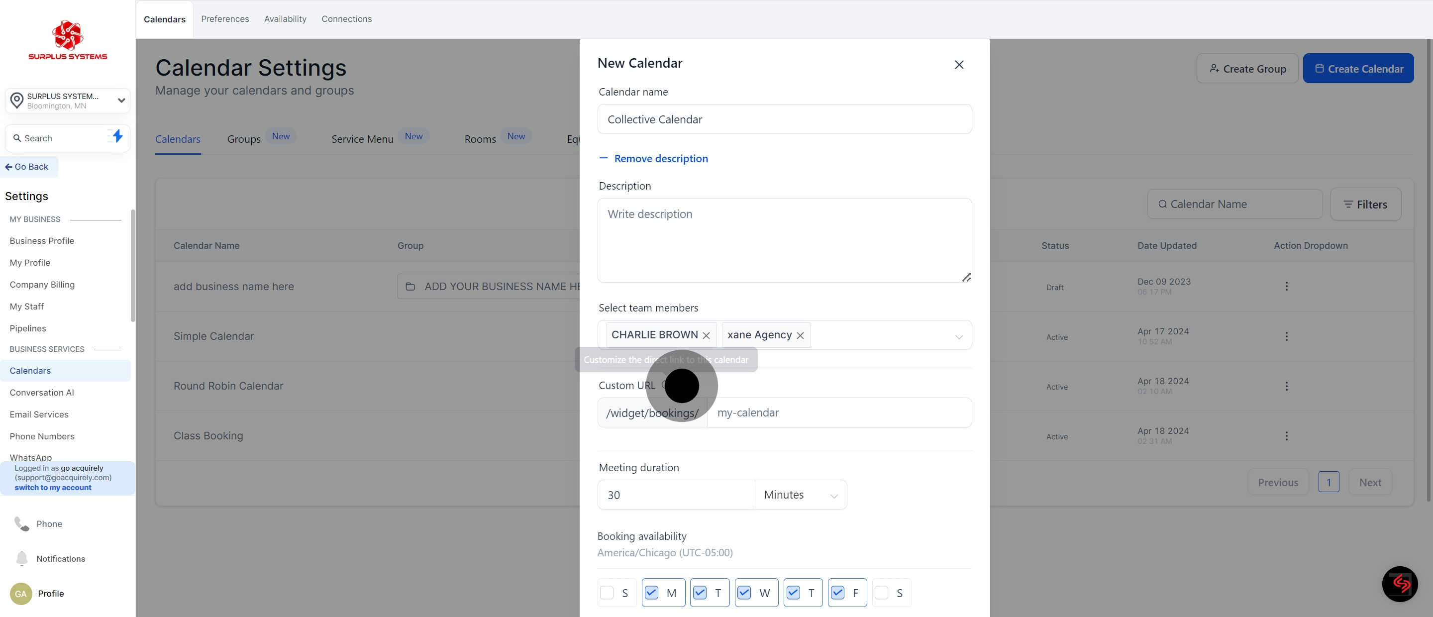 8 Click on "Custom URL".