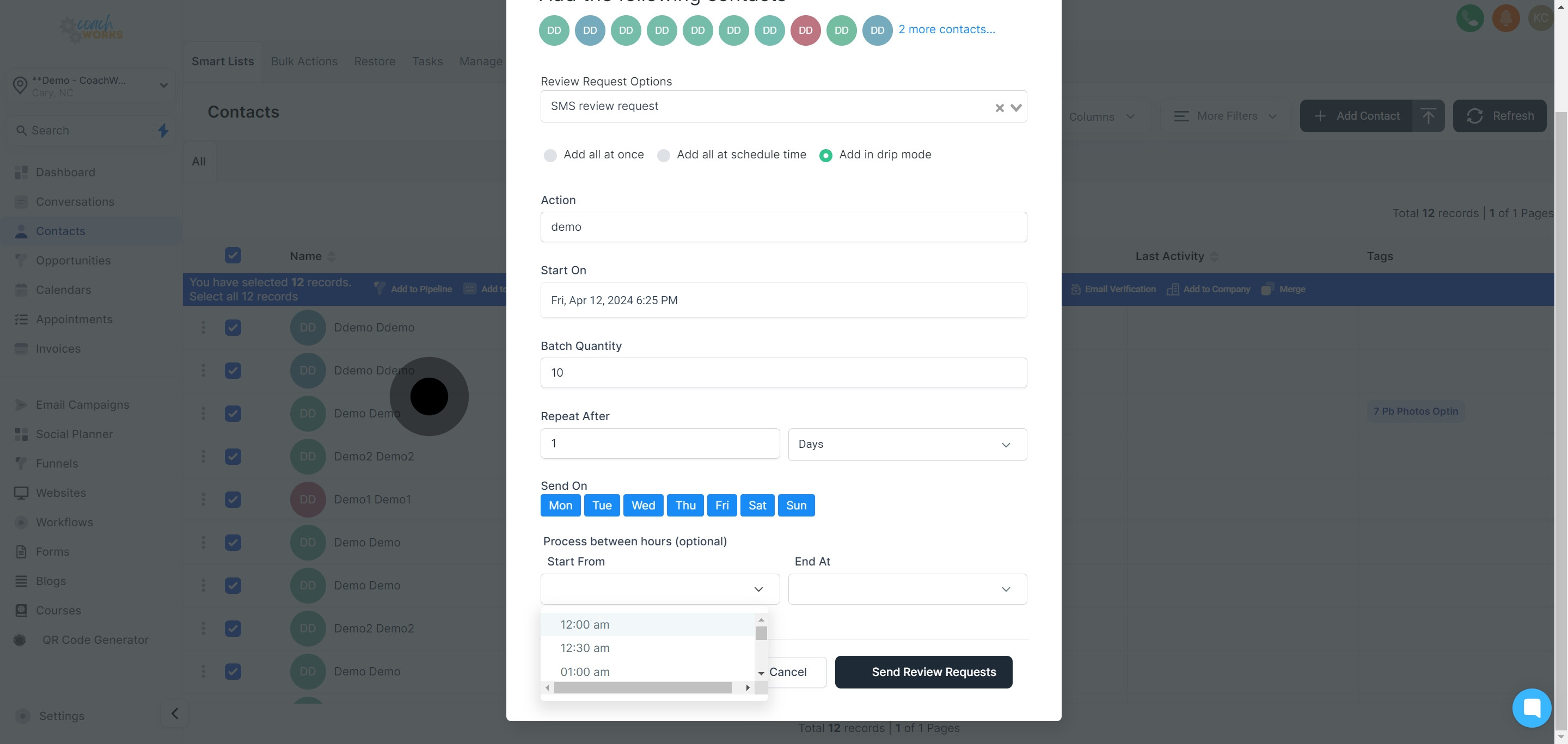 17 Click on "12:00 am".