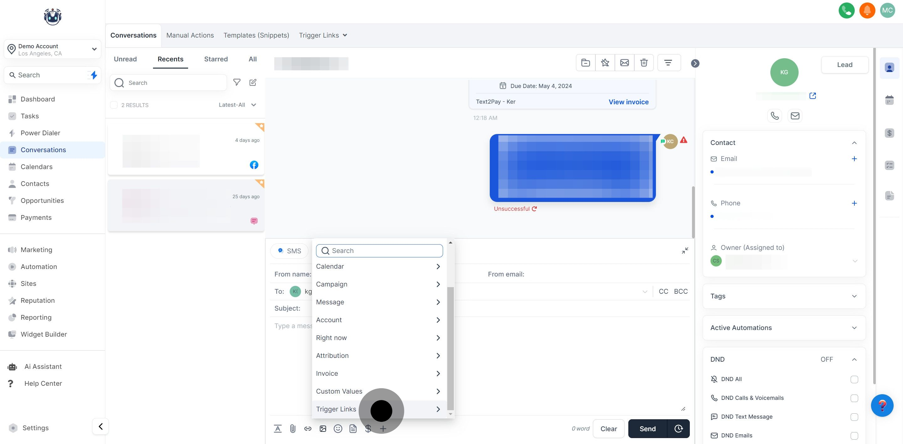 5 Click on "Trigger Links".