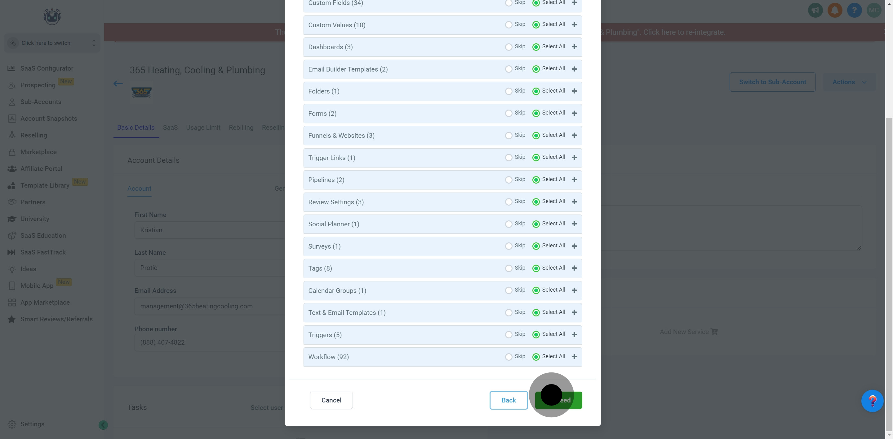 14 Click on "Proceed".
