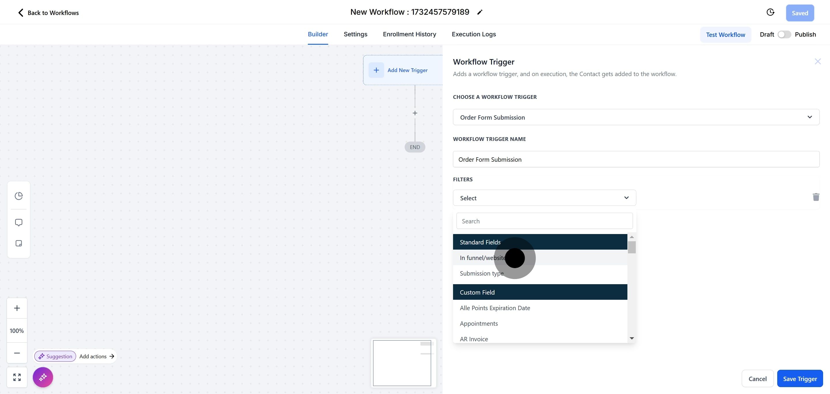 8 Click on "In funnel/website".