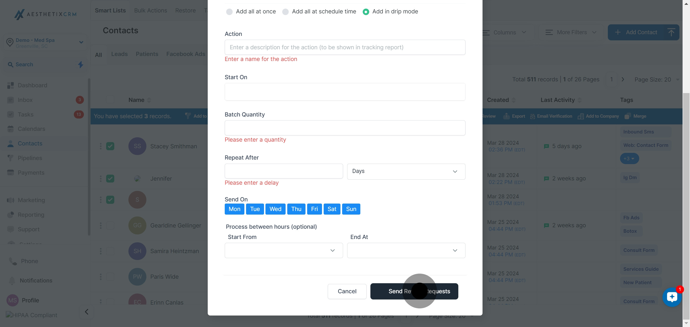 17 After, click on "Send Review Requests".