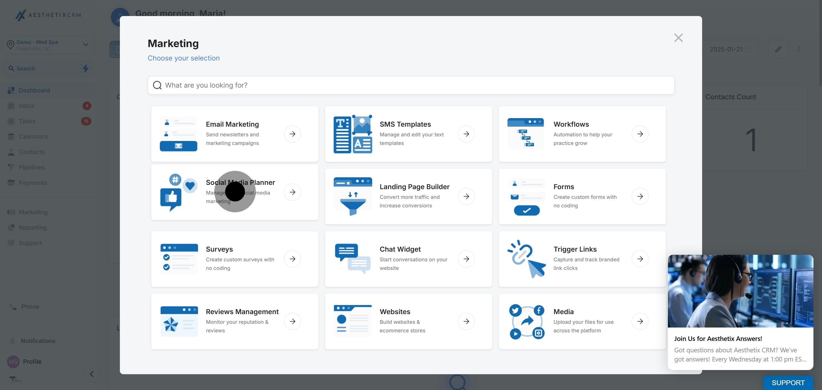 2 Click on "Manage your social media marketing".