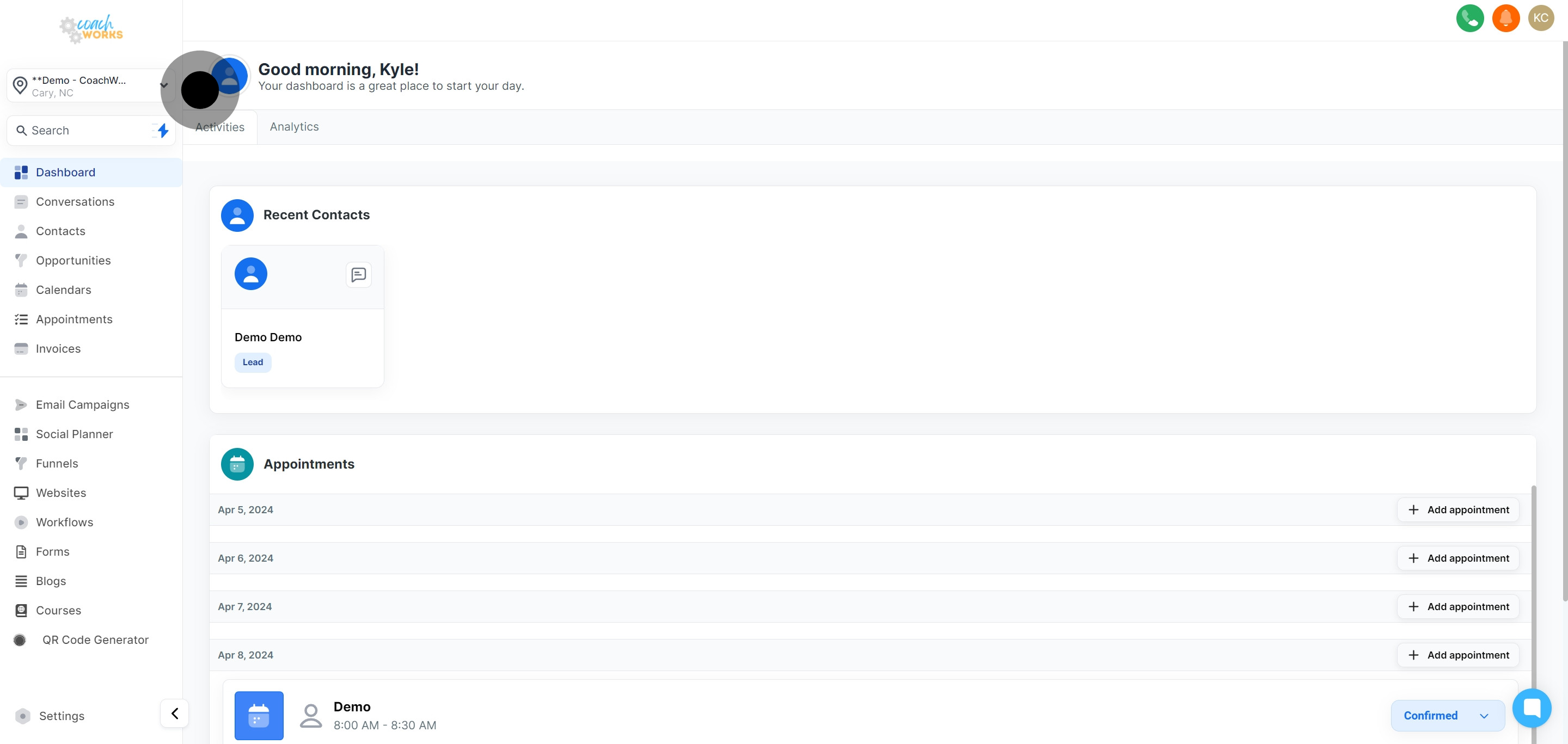 1 Click on "analytics".