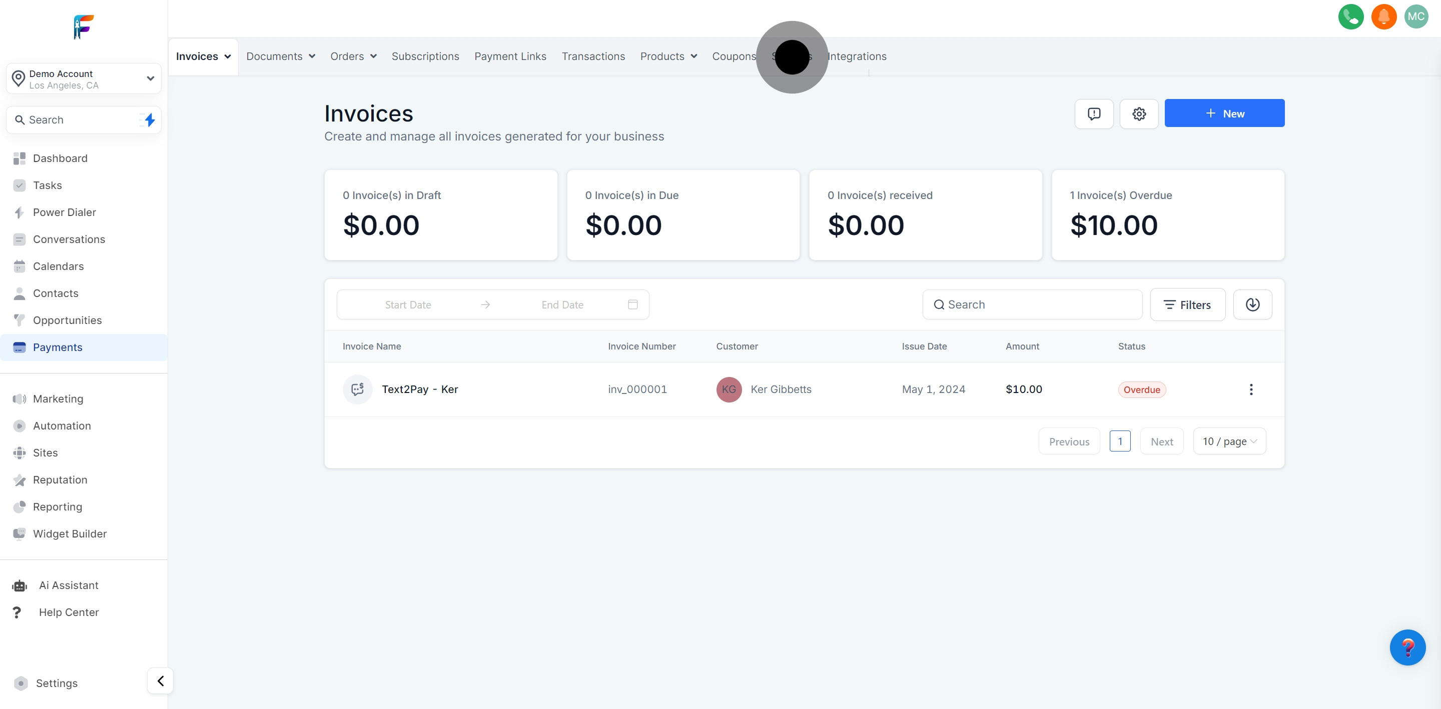2 Click on "Settings".