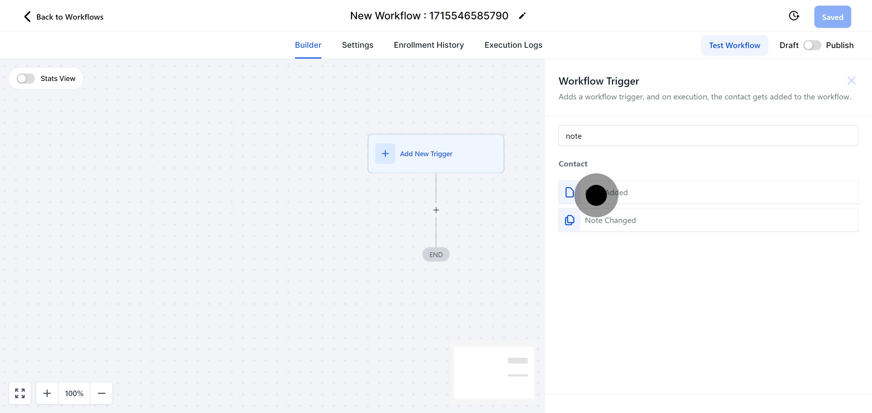 6 Click on "Note Added".