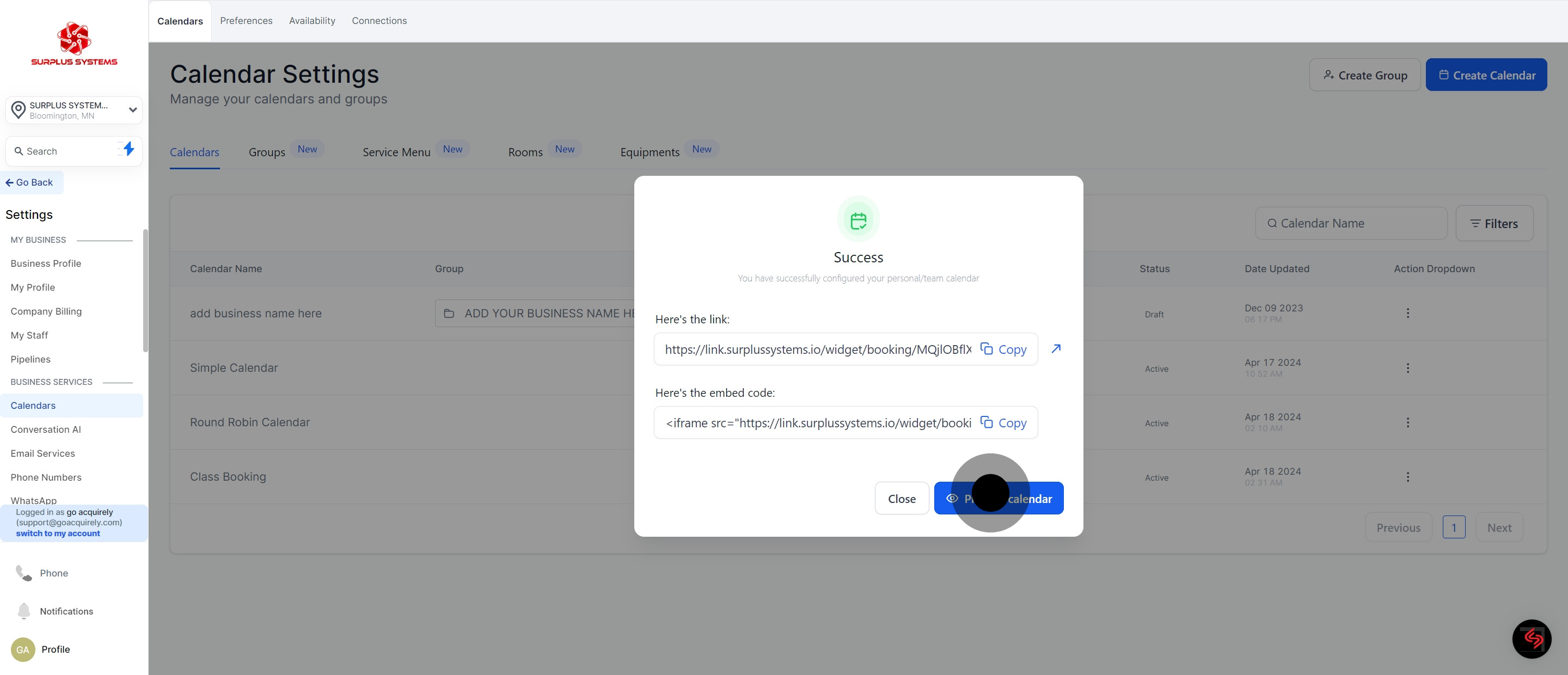 14 Click on "Close".