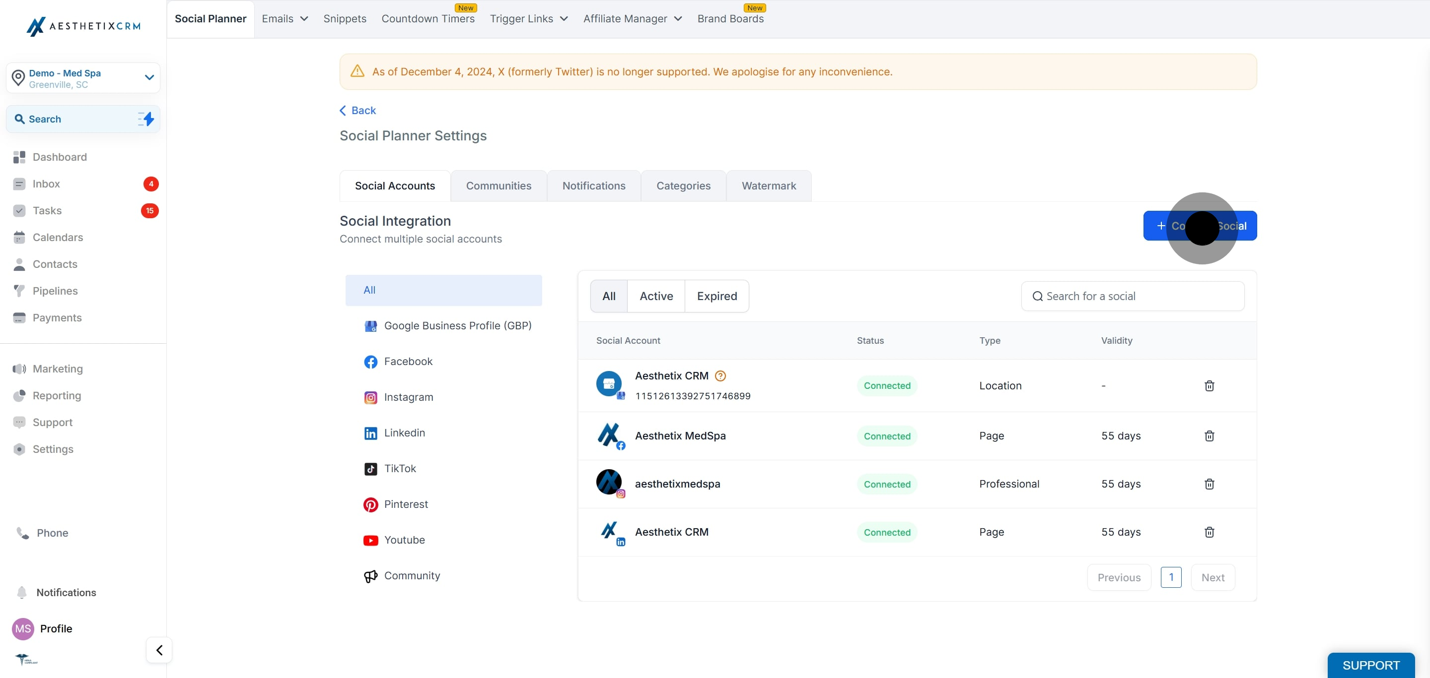 4 After, click on "Connect Social".