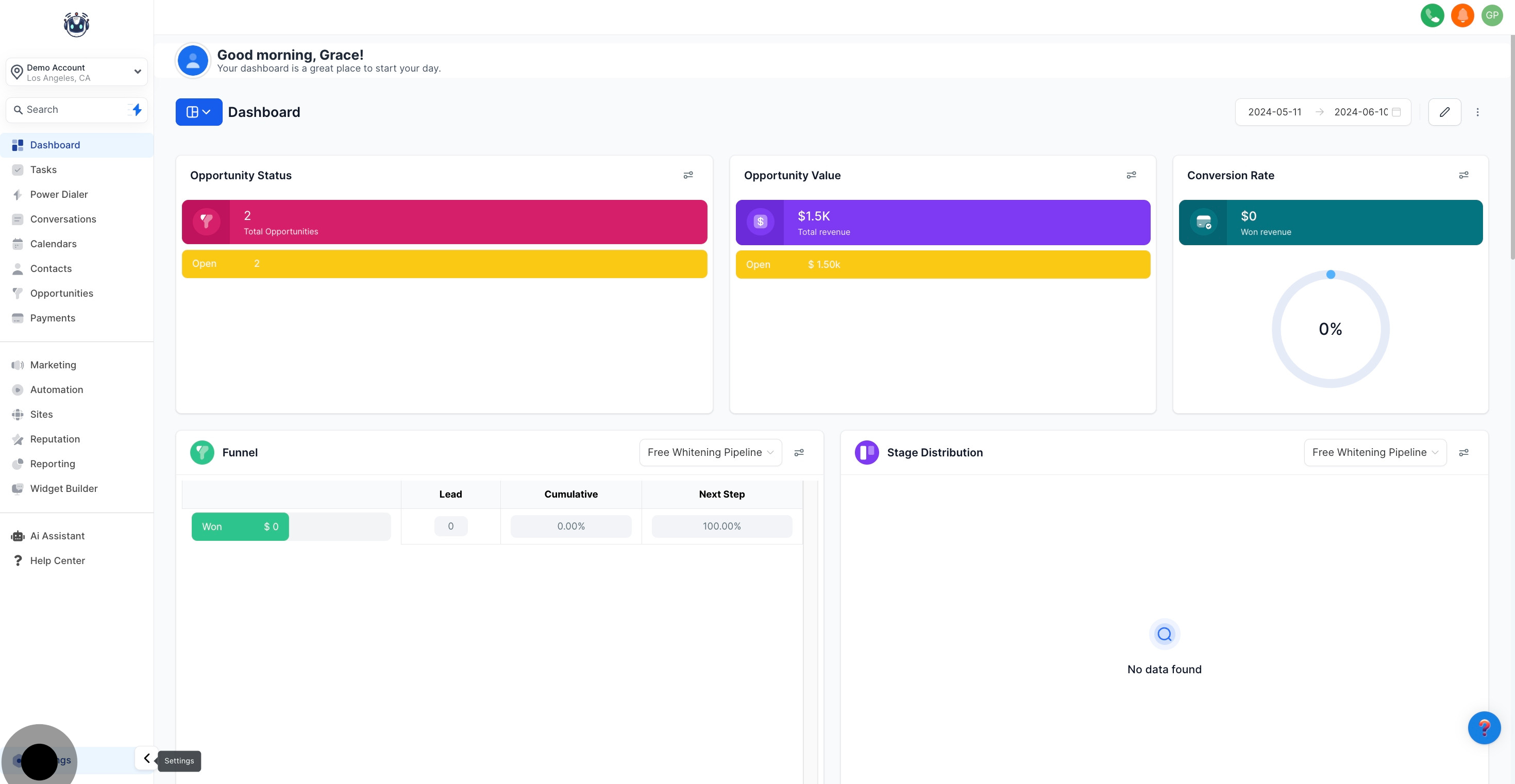 1 Click on "Settings".