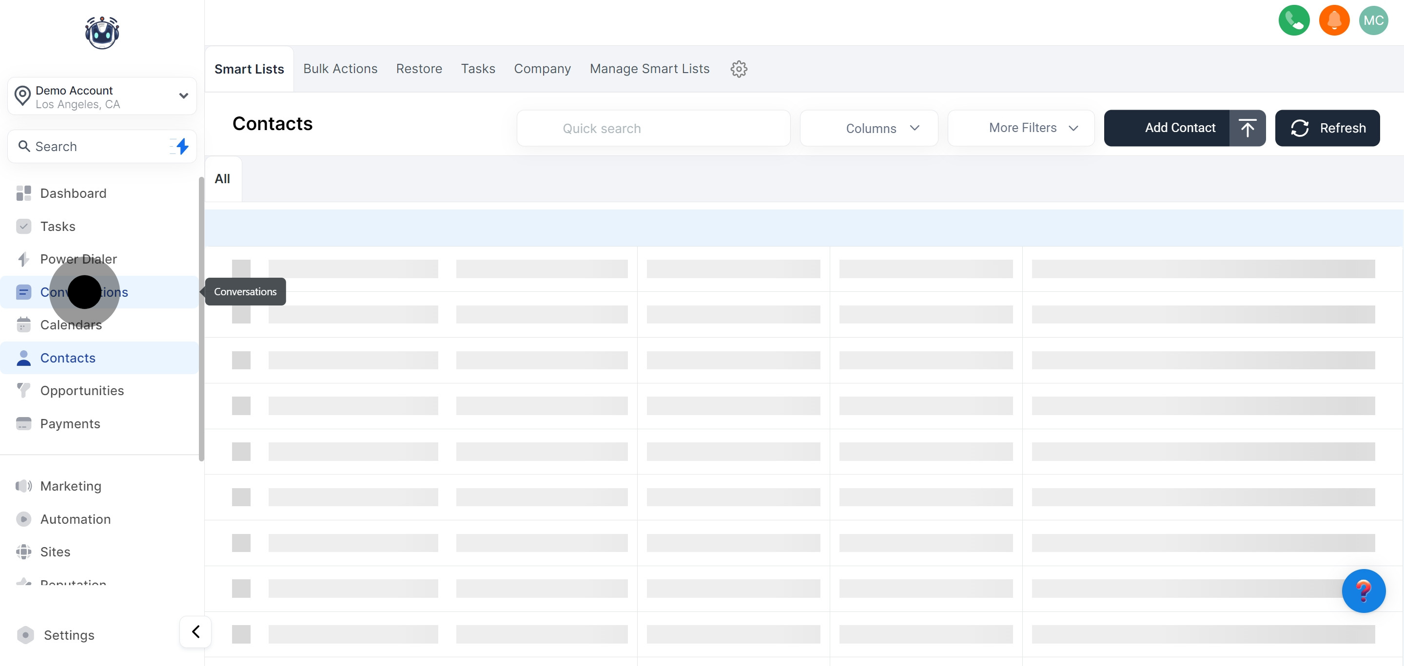 1 Click on "Conversations".