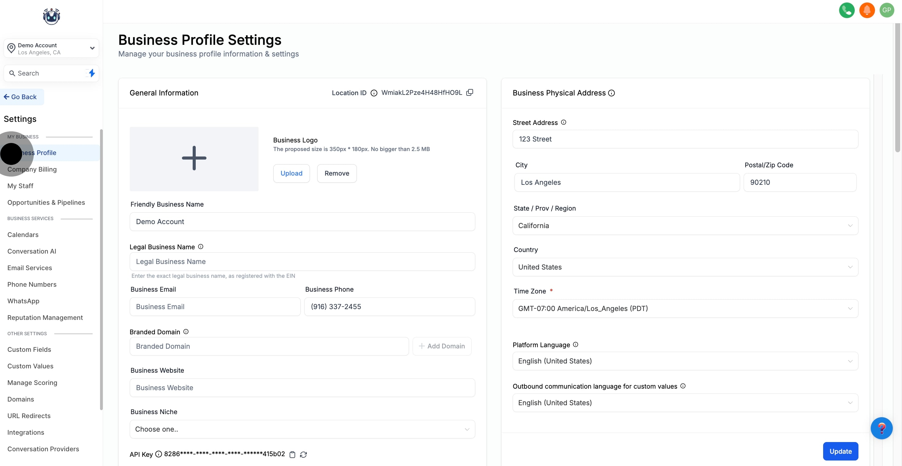 2 Then, click on "Demo Account -- Los Angeles, CA".