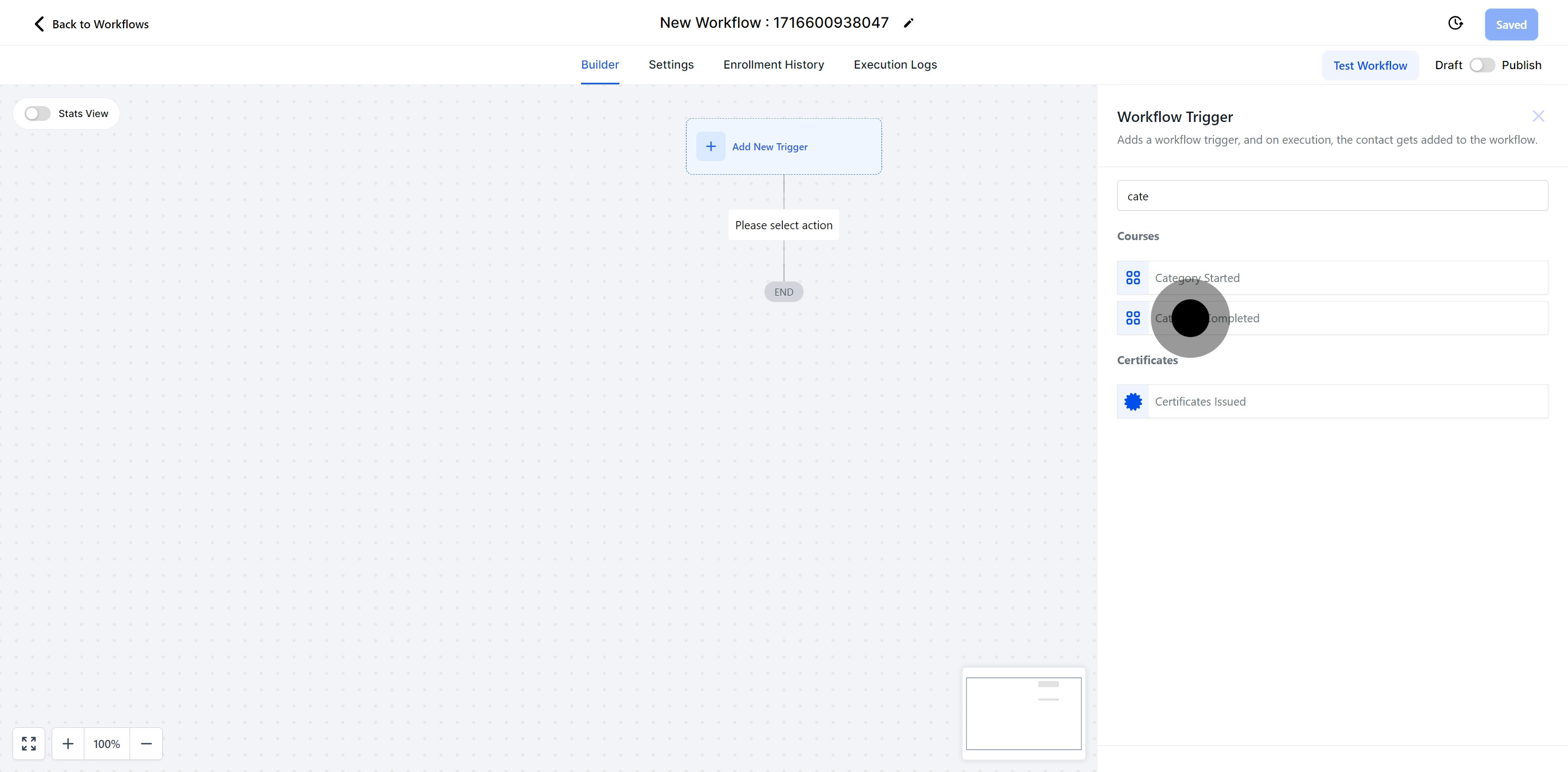 4 Click on "Category Completed".