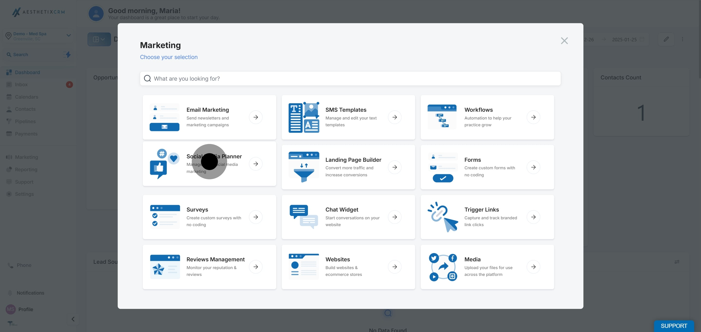 2 Click on "Manage your social media marketing".