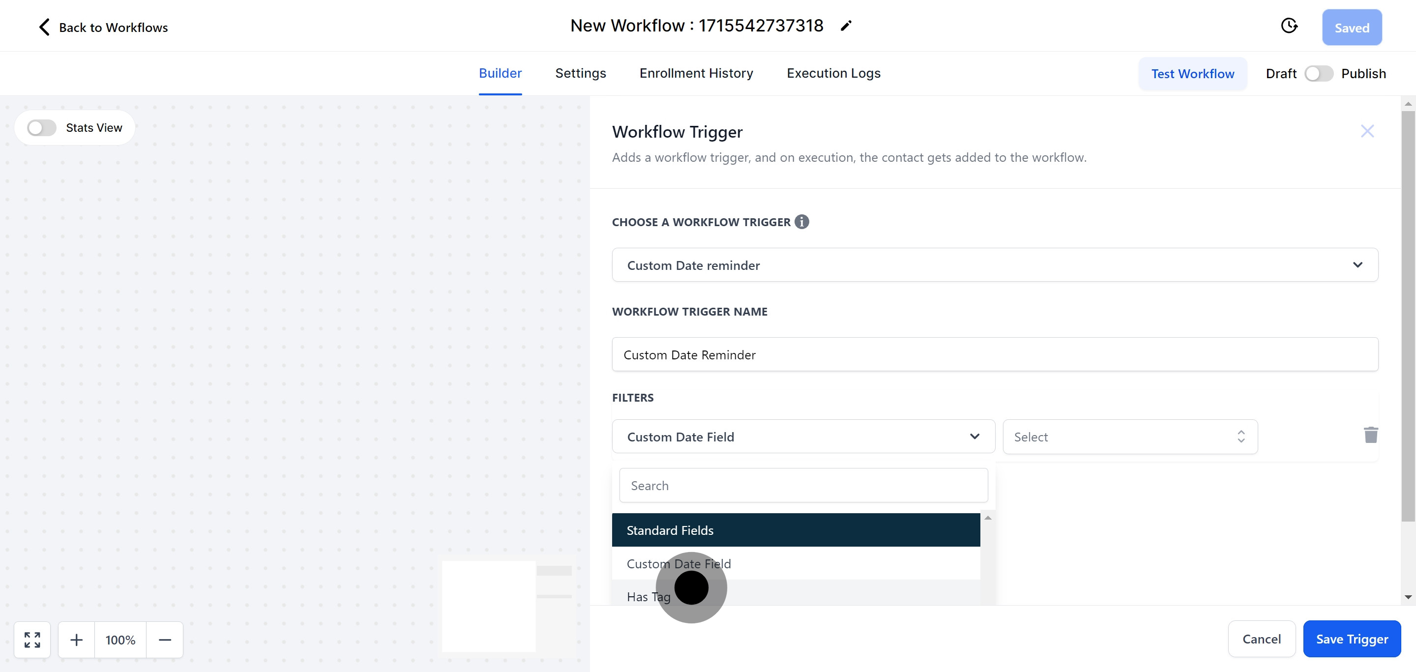 9 Now, click on "Has Tag".