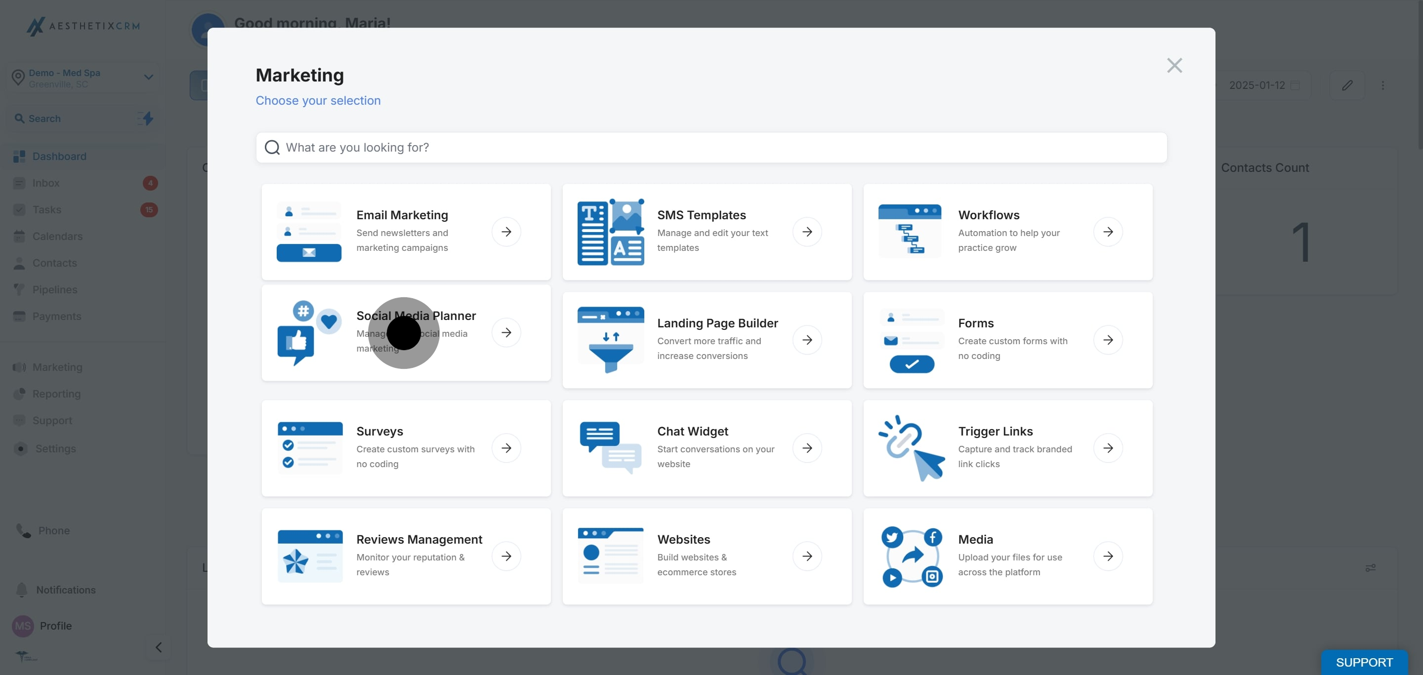 2 Click on "Manage your social media marketing".