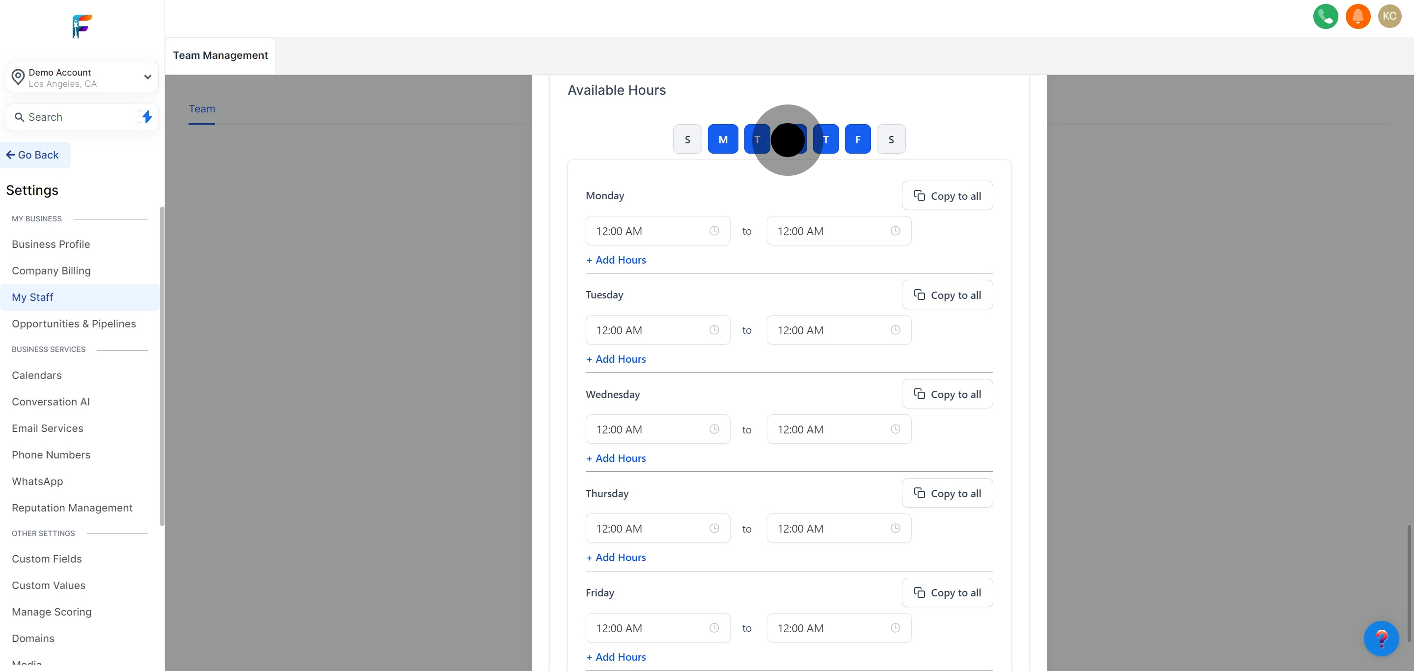 17 Click on "Monday".