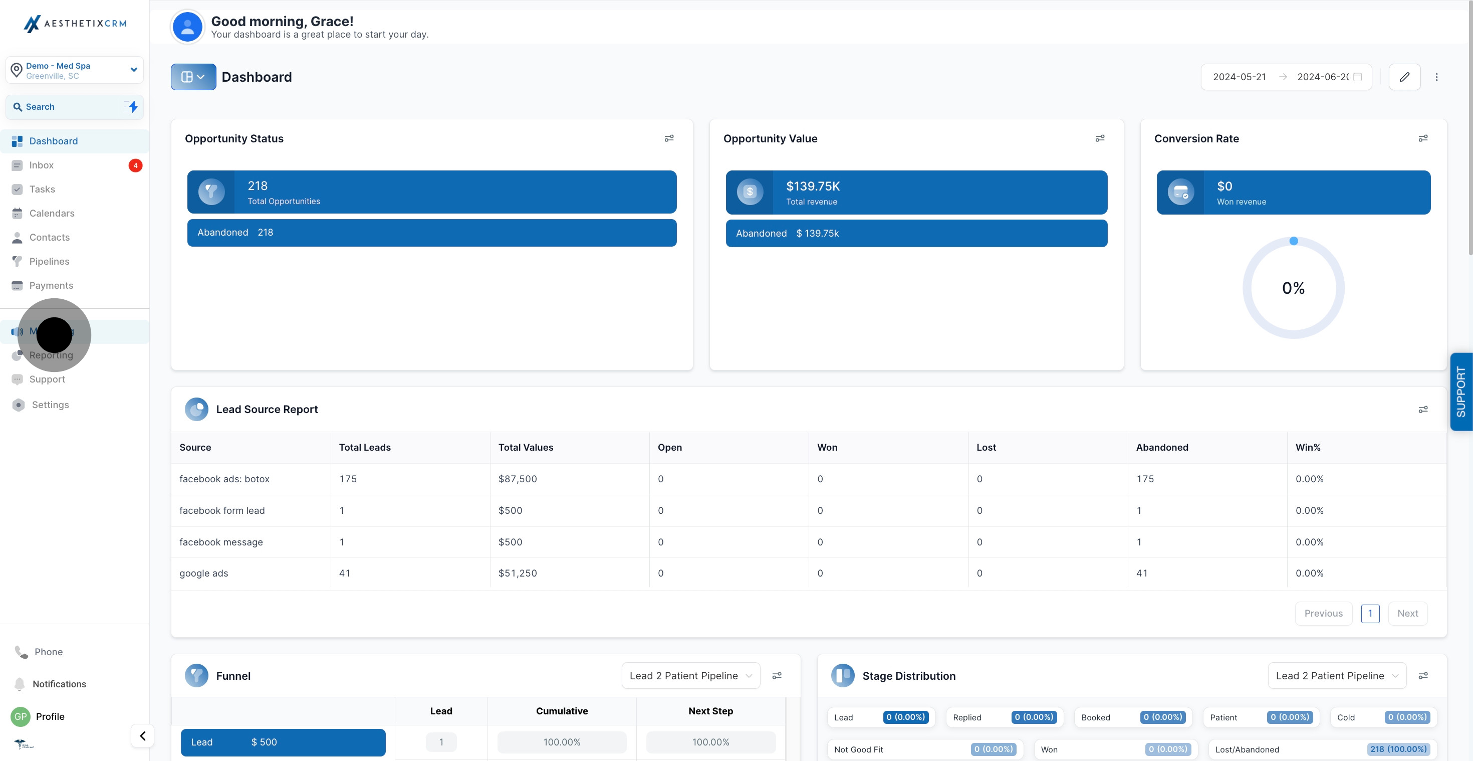 1 Click on "Marketing".