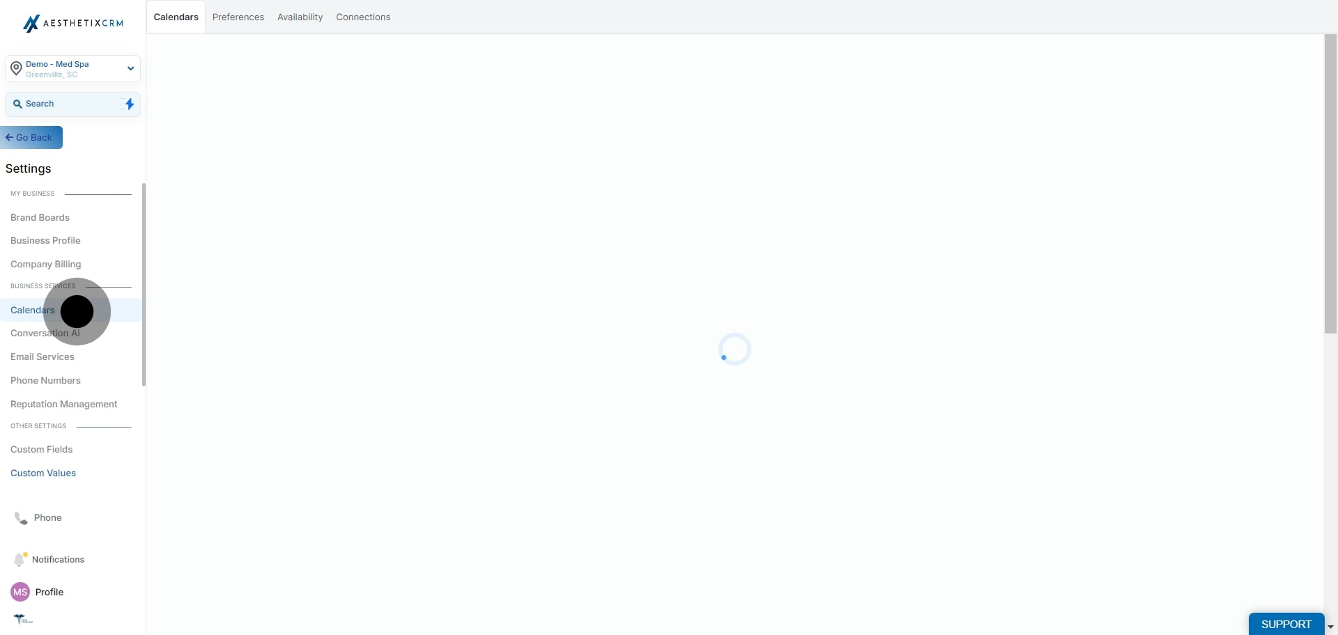 2 Click on "Calendars".
