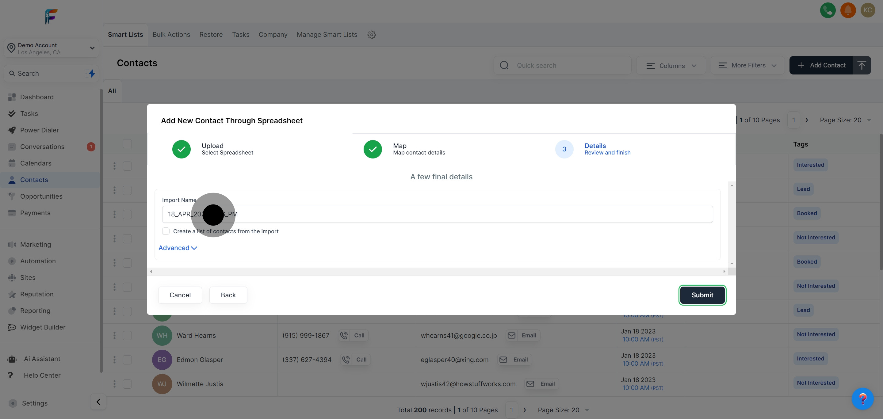 7 Click on the element.