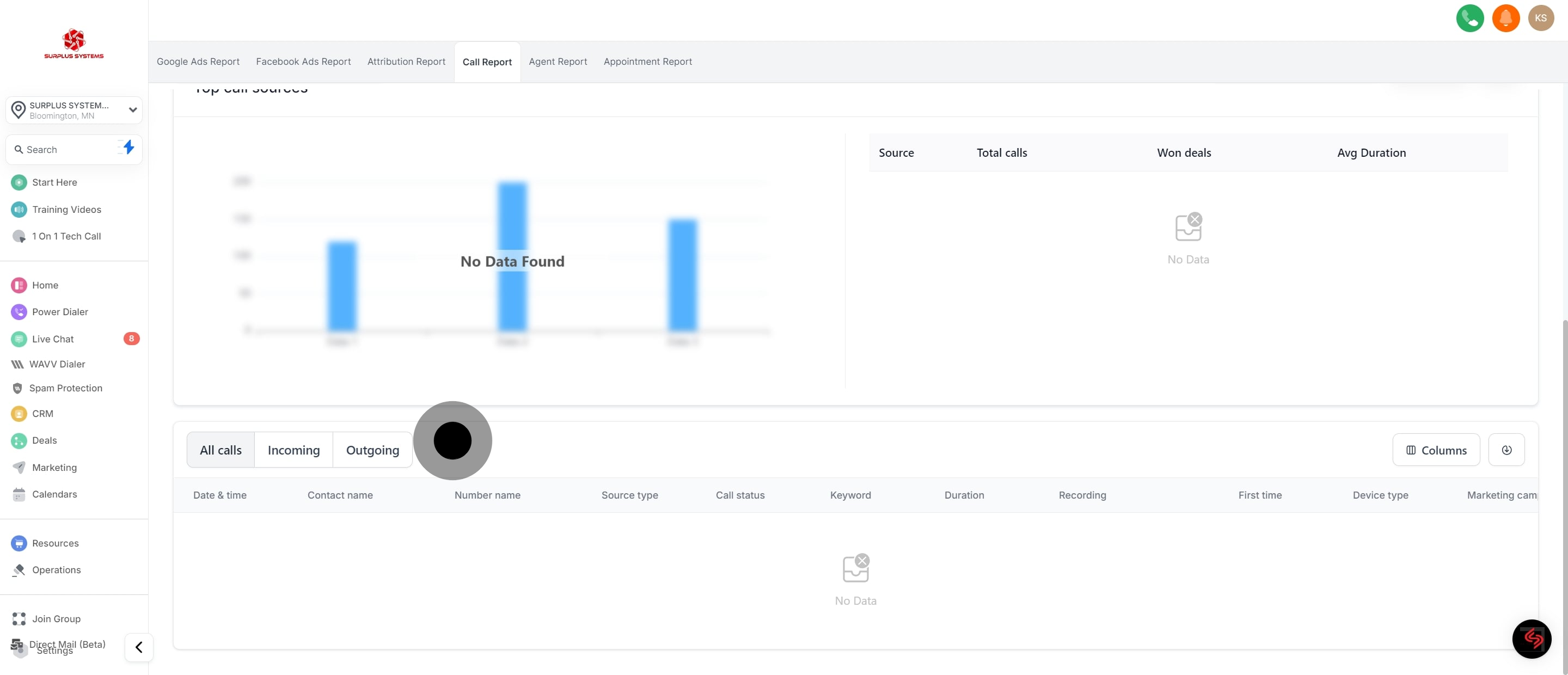 12 Click on "All calls".