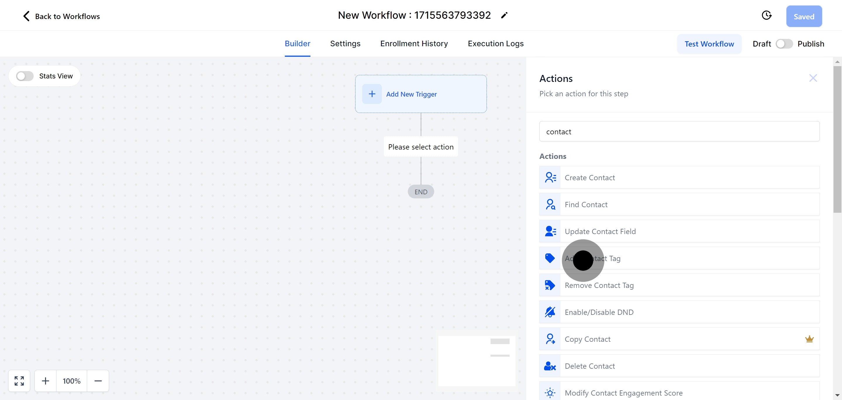 6 Click on "Add Contact Tag".