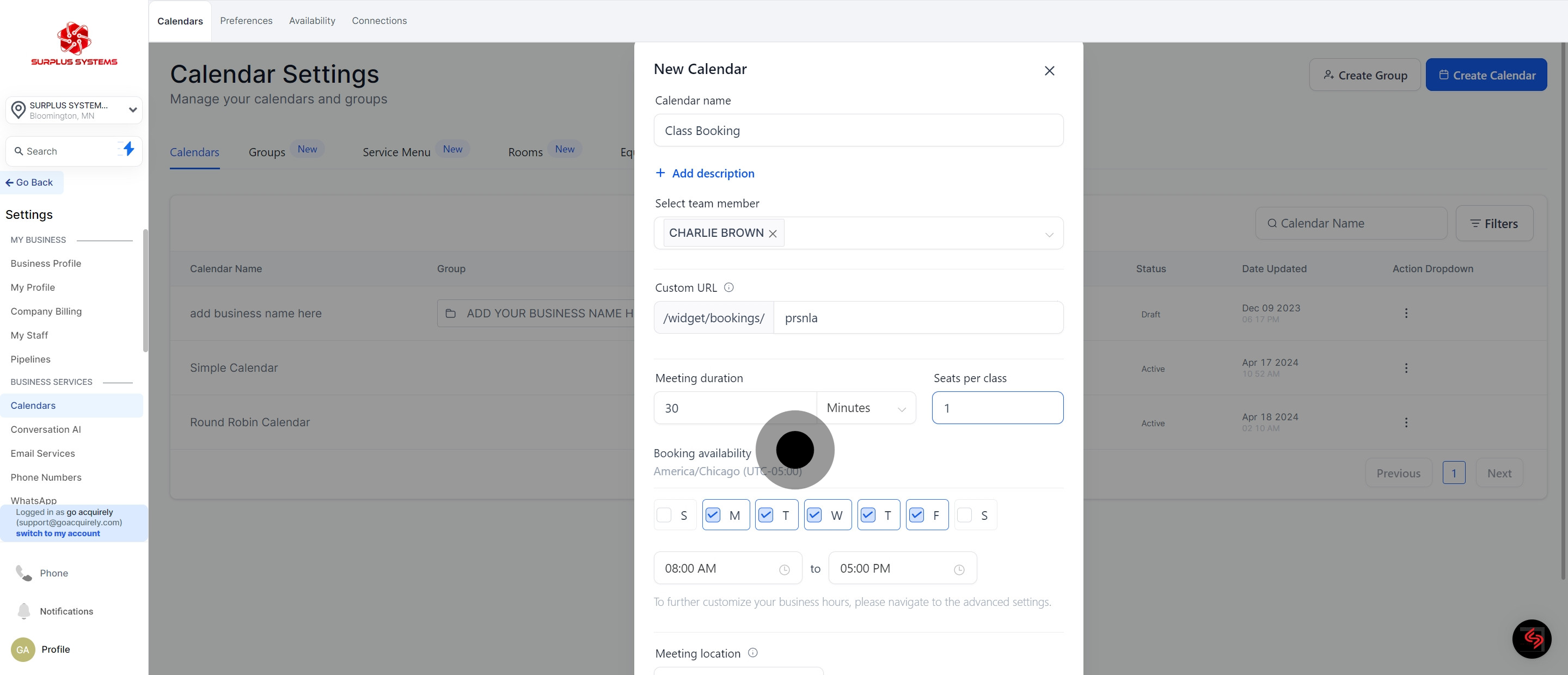 11 Click on "Booking availability".
